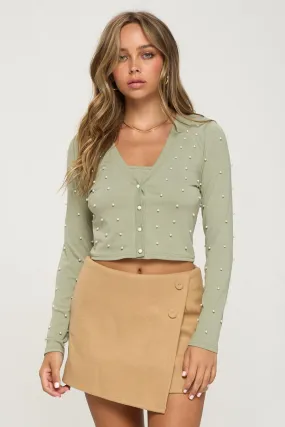 Faux Pearl Crop Top