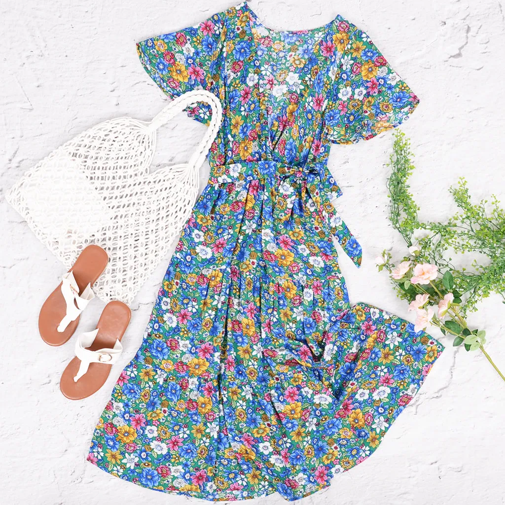 Flower Field Wrapped Summer Dress