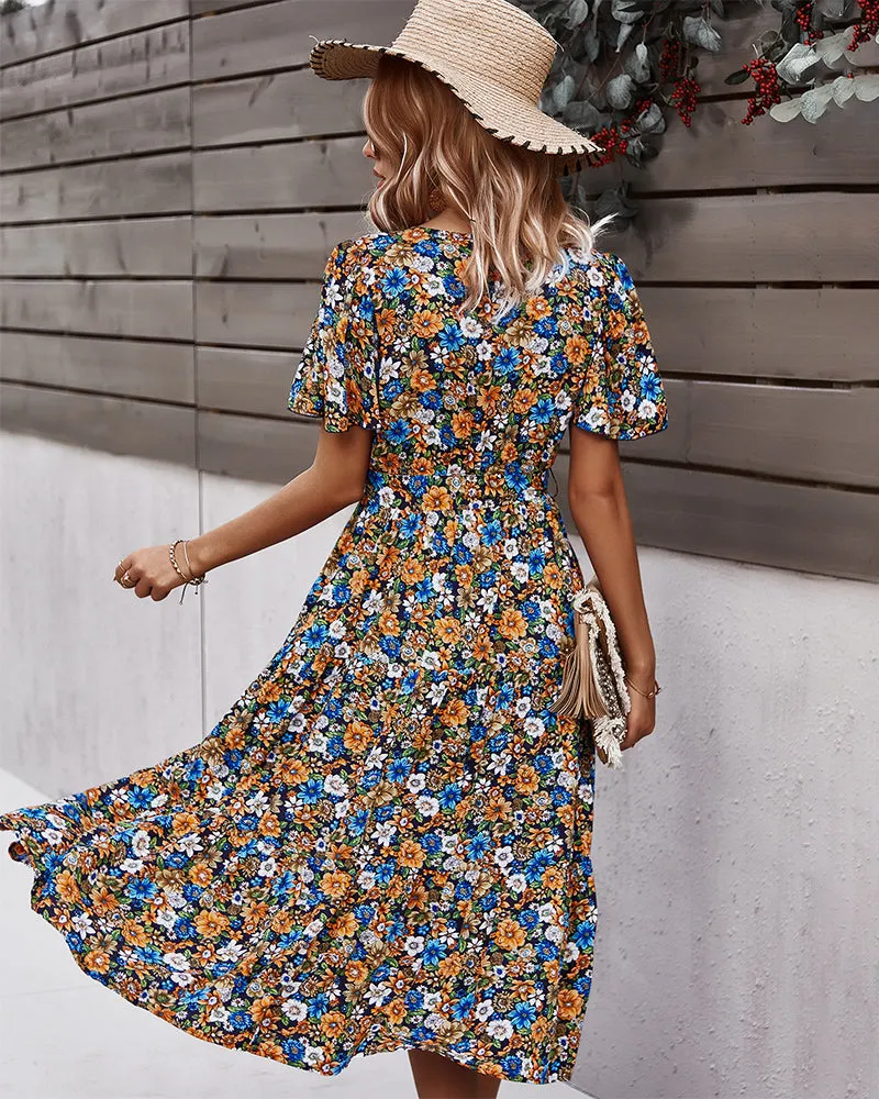 Flower Field Wrapped Summer Dress