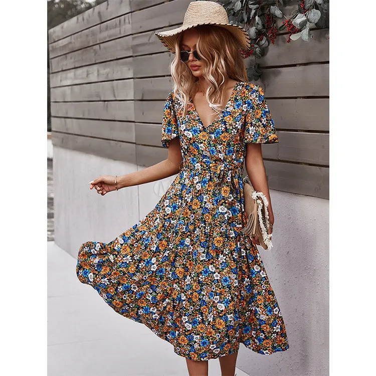 Flower Field Wrapped Summer Dress