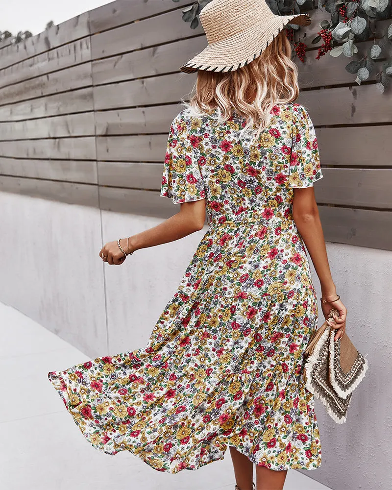 Flower Field Wrapped Summer Dress