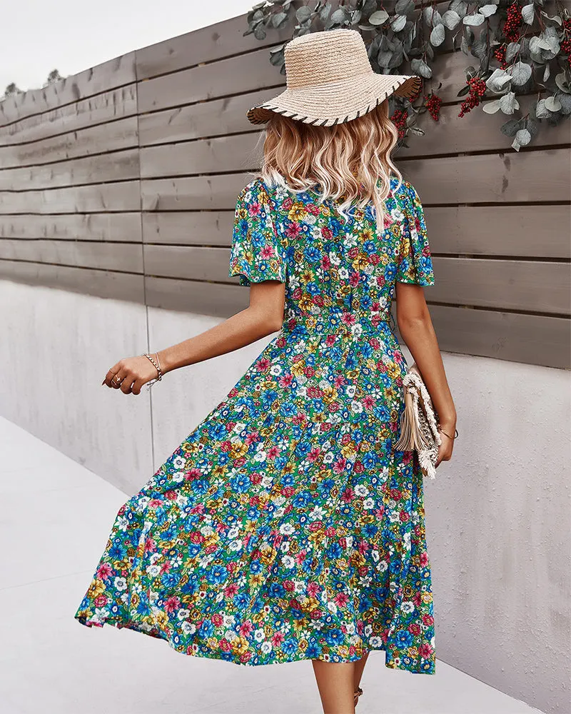 Flower Field Wrapped Summer Dress