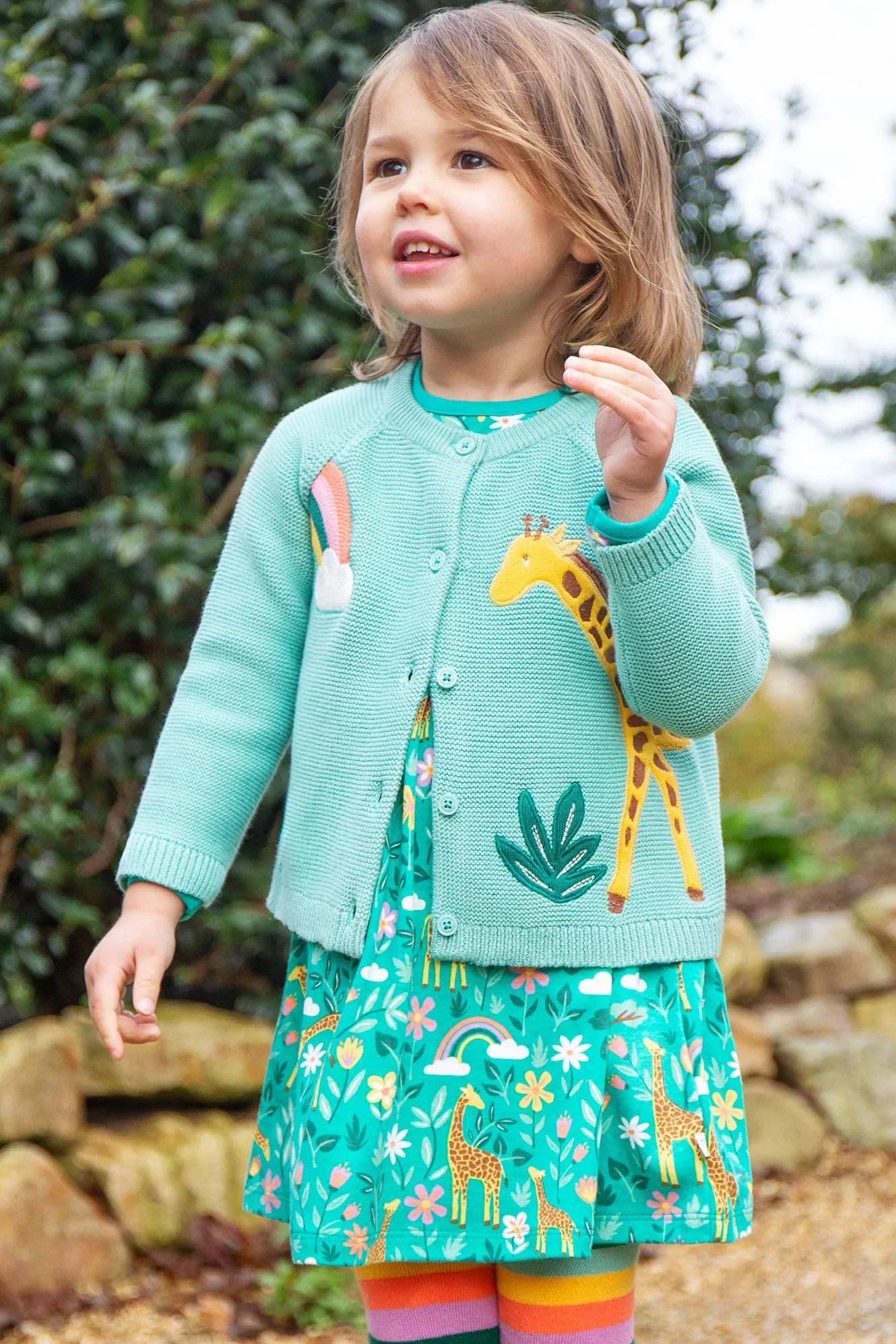 Frugi Girls Green Colby Cardigan