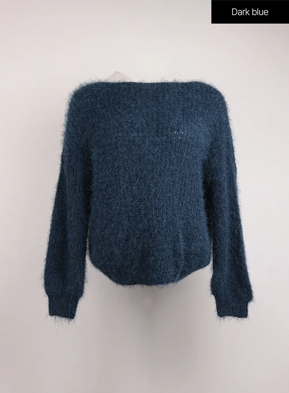 Fuzzy Boat Neck Knit Sweater IJ410