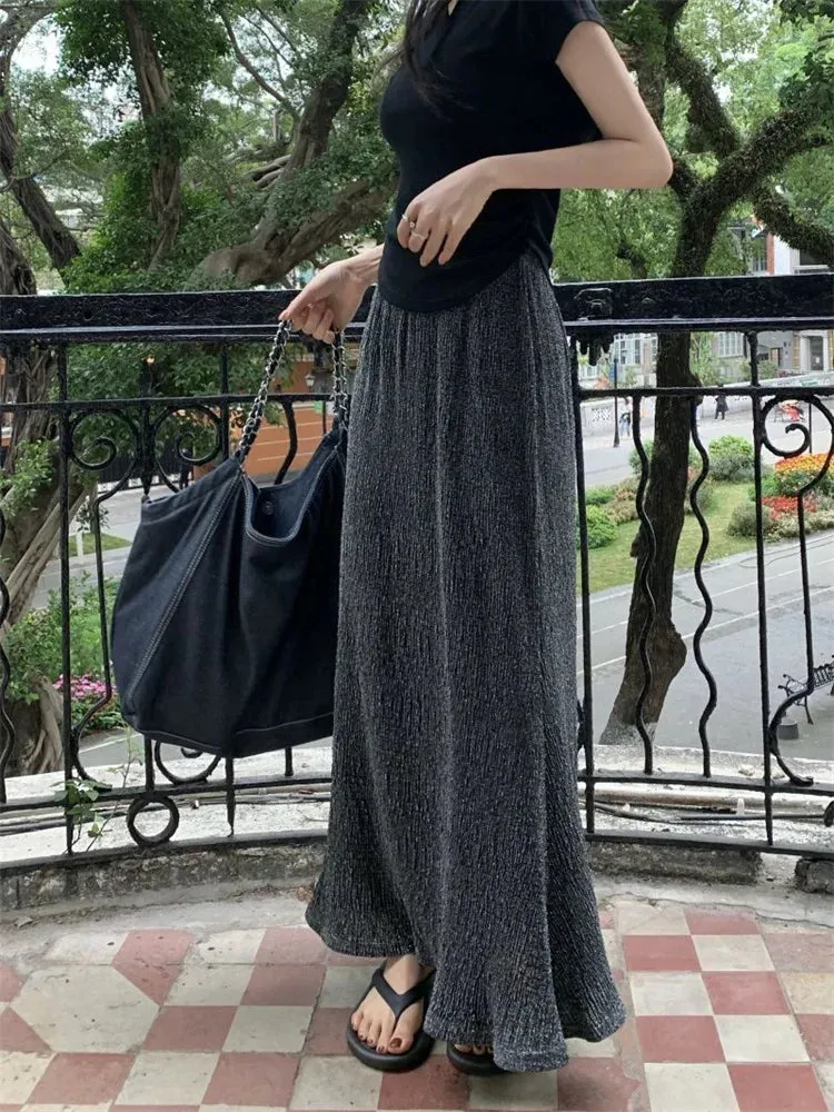 Girlary Black Sequin Slim Long Skirt Women High Waist Luxury Elegant Fashion Streetwear Y2k Maxi Skirt Glitter Ladies Long Skirt