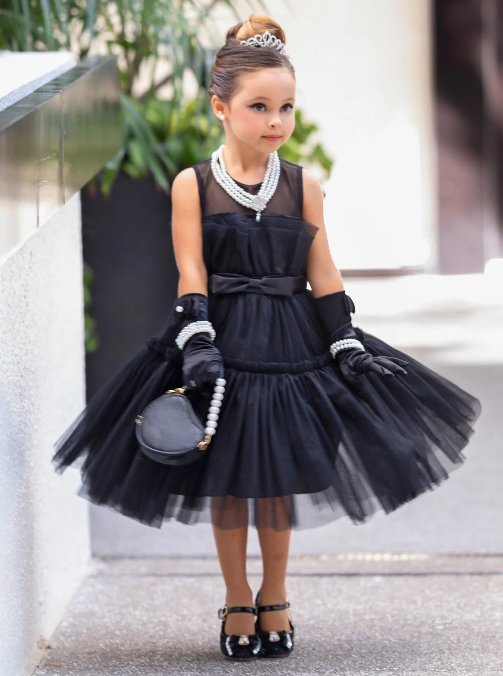 Girls Audrey Breakfast At Tiffany's Inspired Costume Dress