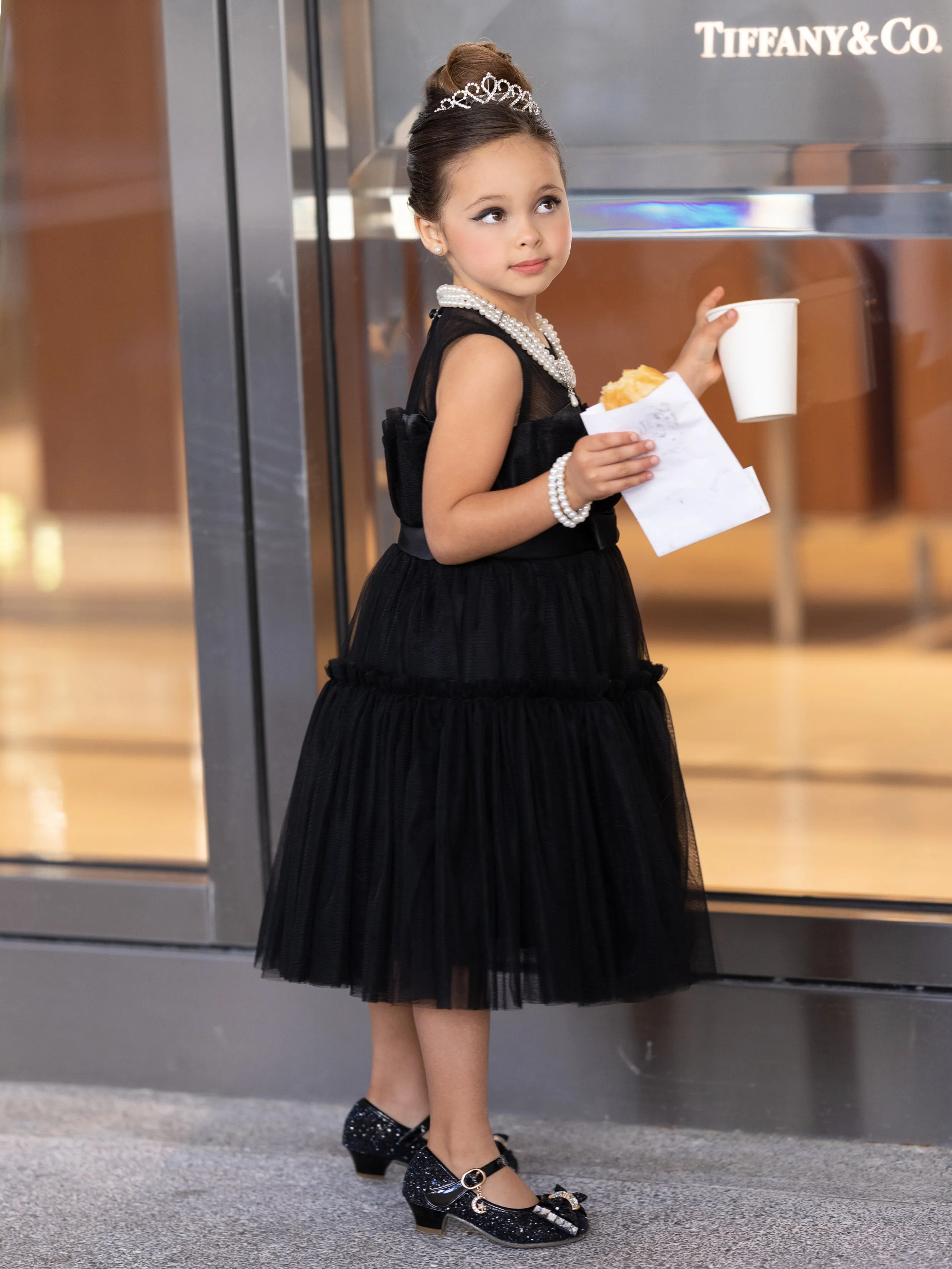 Girls Audrey Breakfast At Tiffany's Inspired Costume Dress