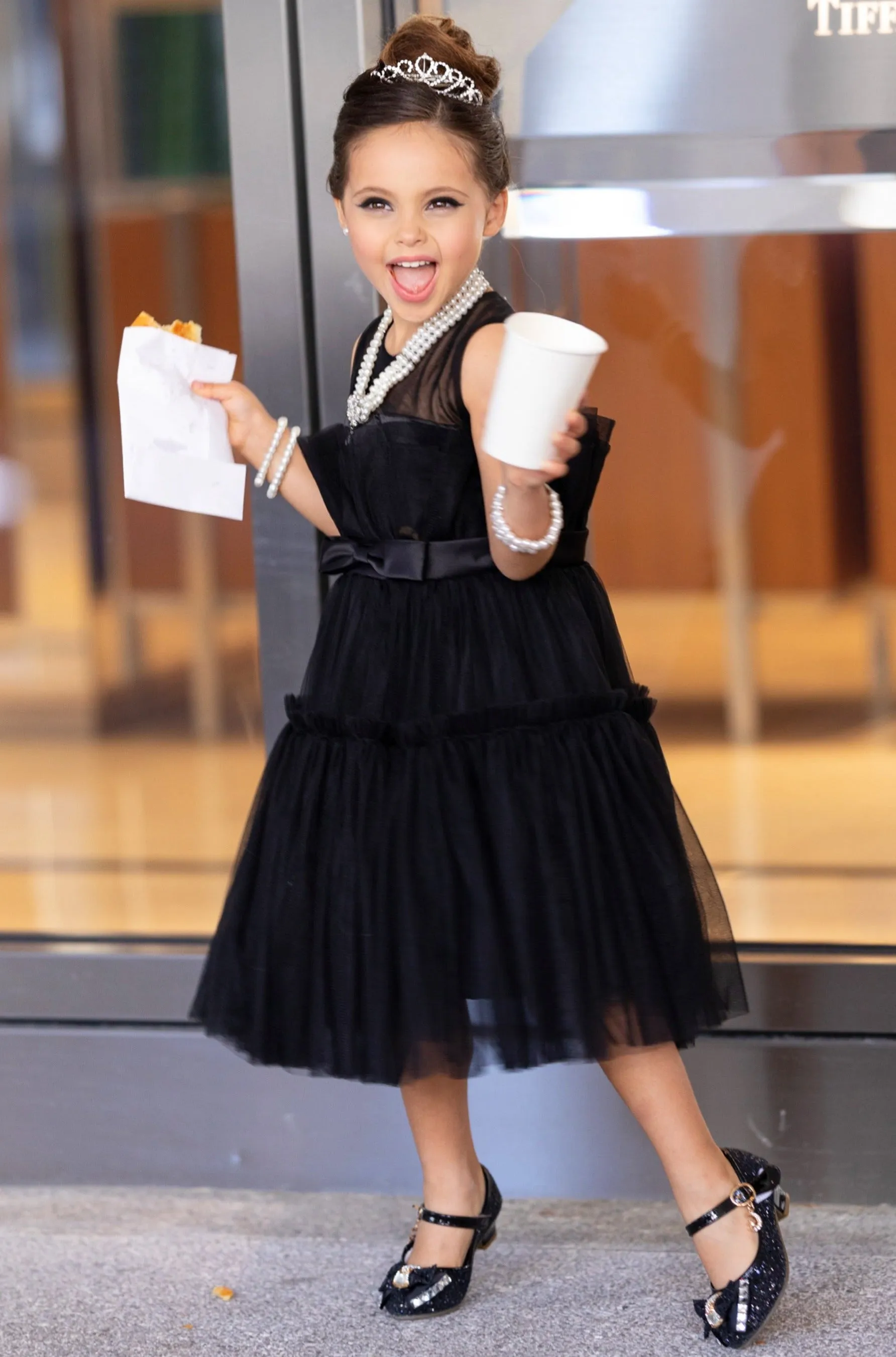 Girls Audrey Breakfast At Tiffany's Inspired Costume Dress