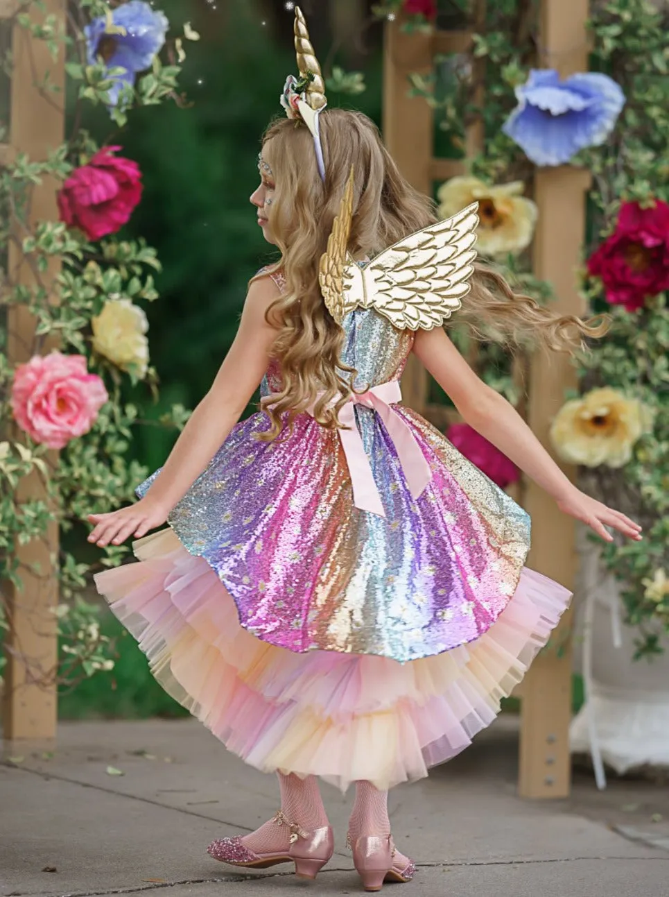 Girls Grace the Glitter Unicorn Hi-Lo Costume Dress