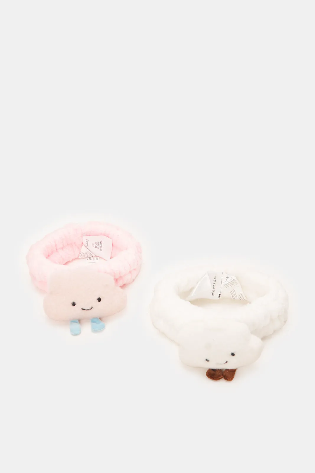 Girls Pink And White Embellished Head Warmer Set (Pack of 2)