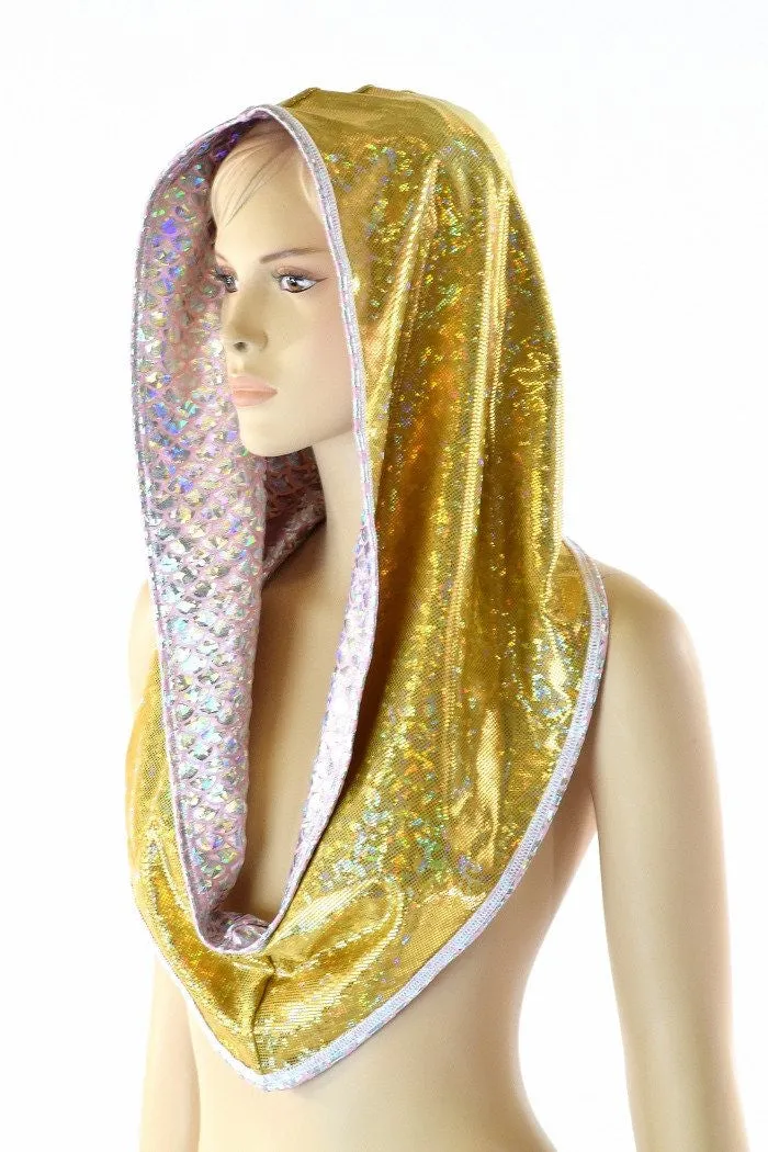 Gold & Pink Scale Reversible Infinity Festival Hood