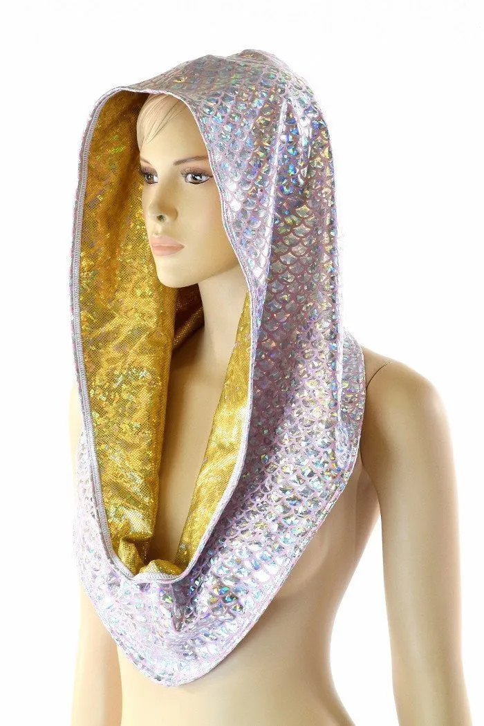 Gold & Pink Scale Reversible Infinity Festival Hood