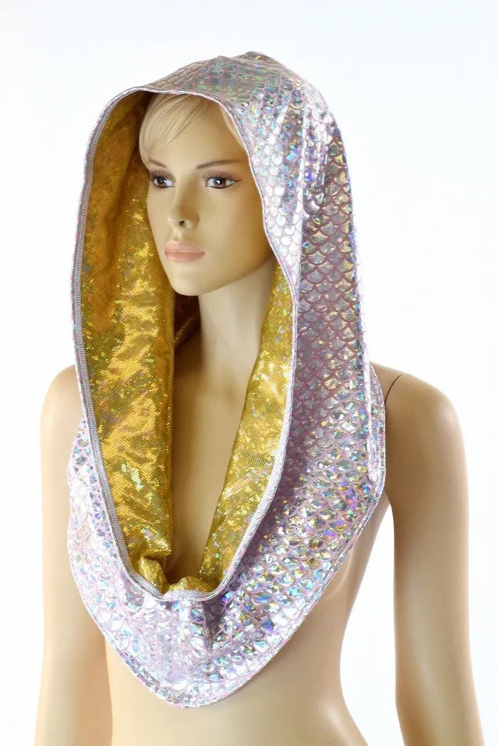 Gold & Pink Scale Reversible Infinity Festival Hood