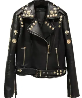 Gold Stud Leather Moto