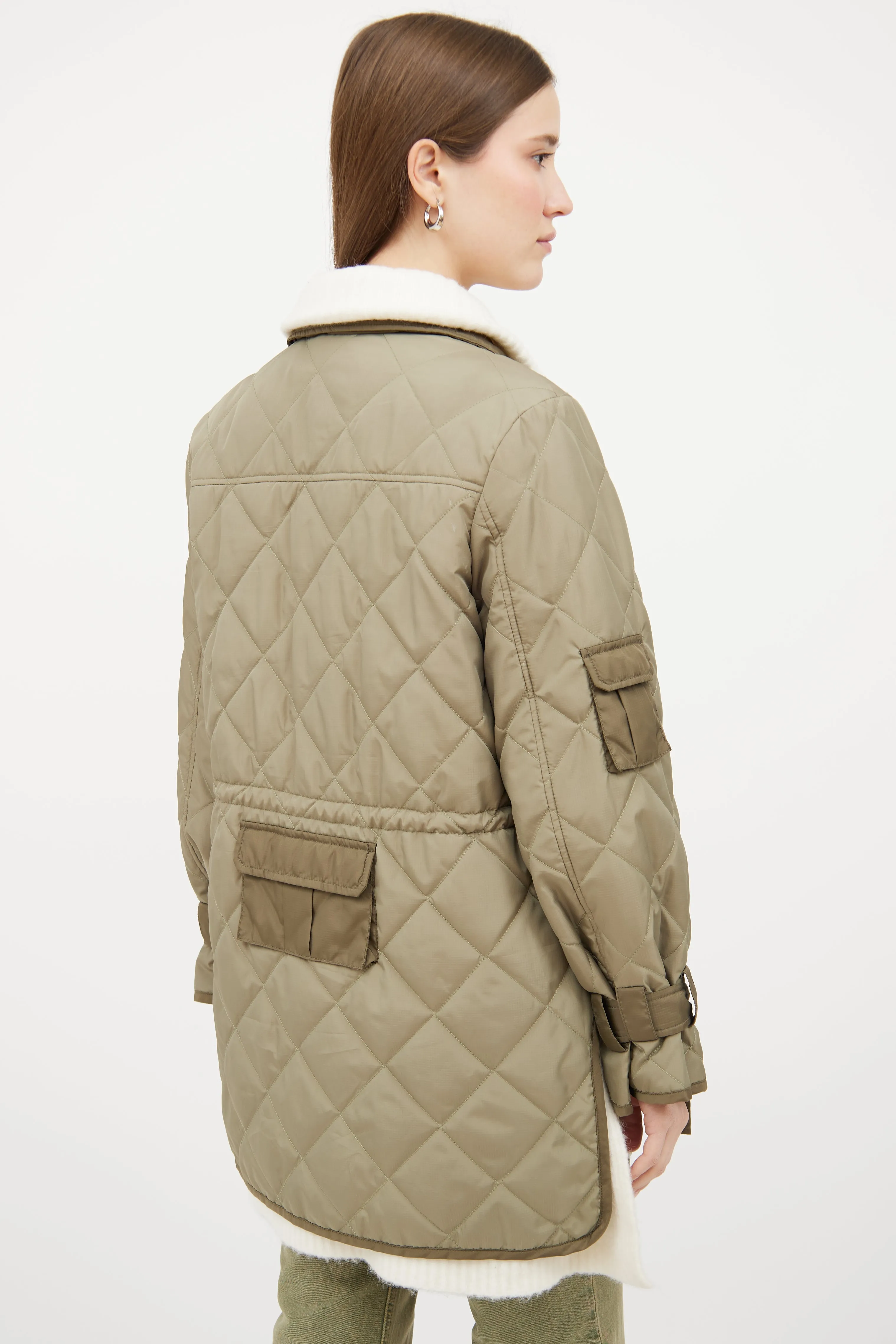 Green Nylon Quilted Jacket