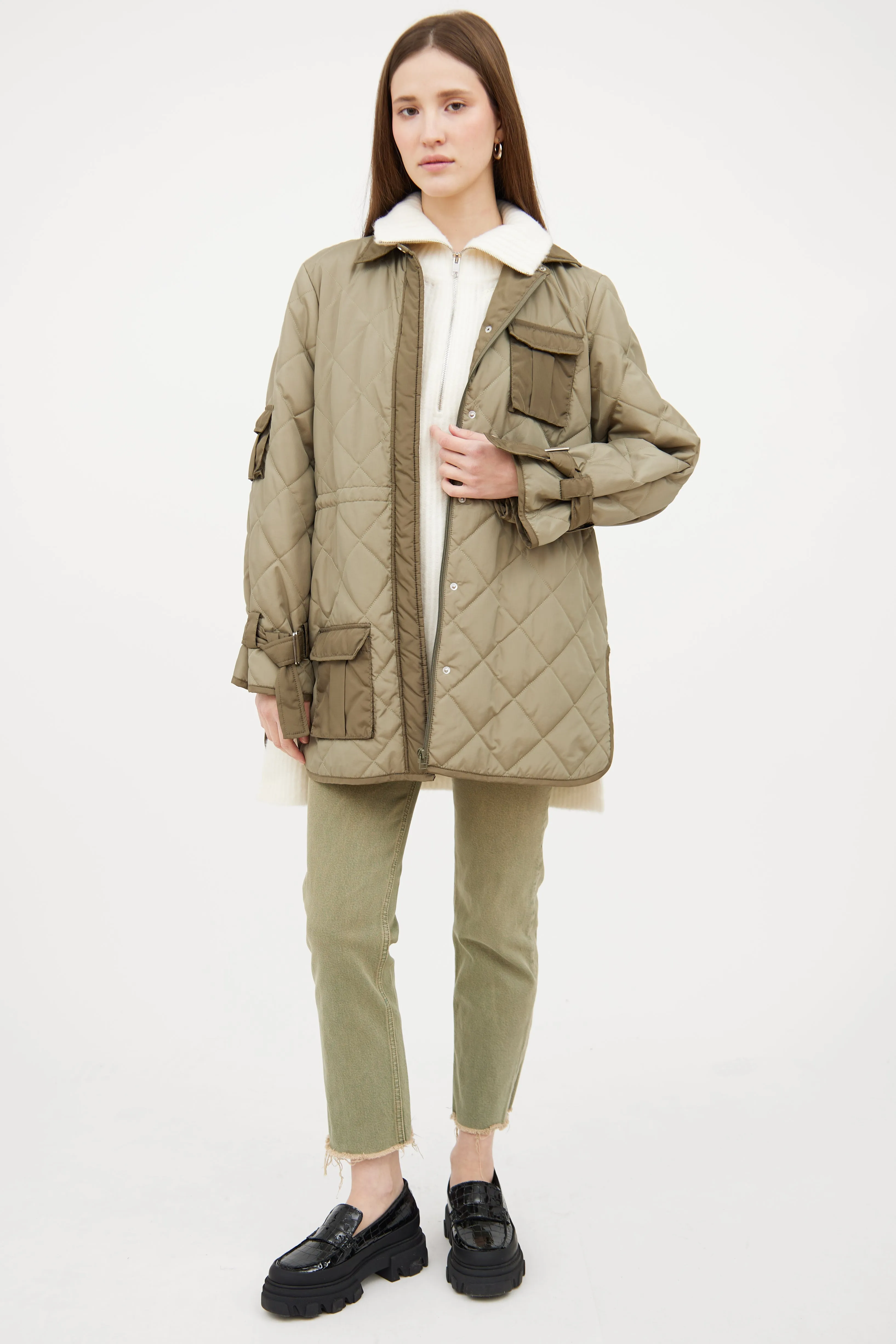 Green Nylon Quilted Jacket