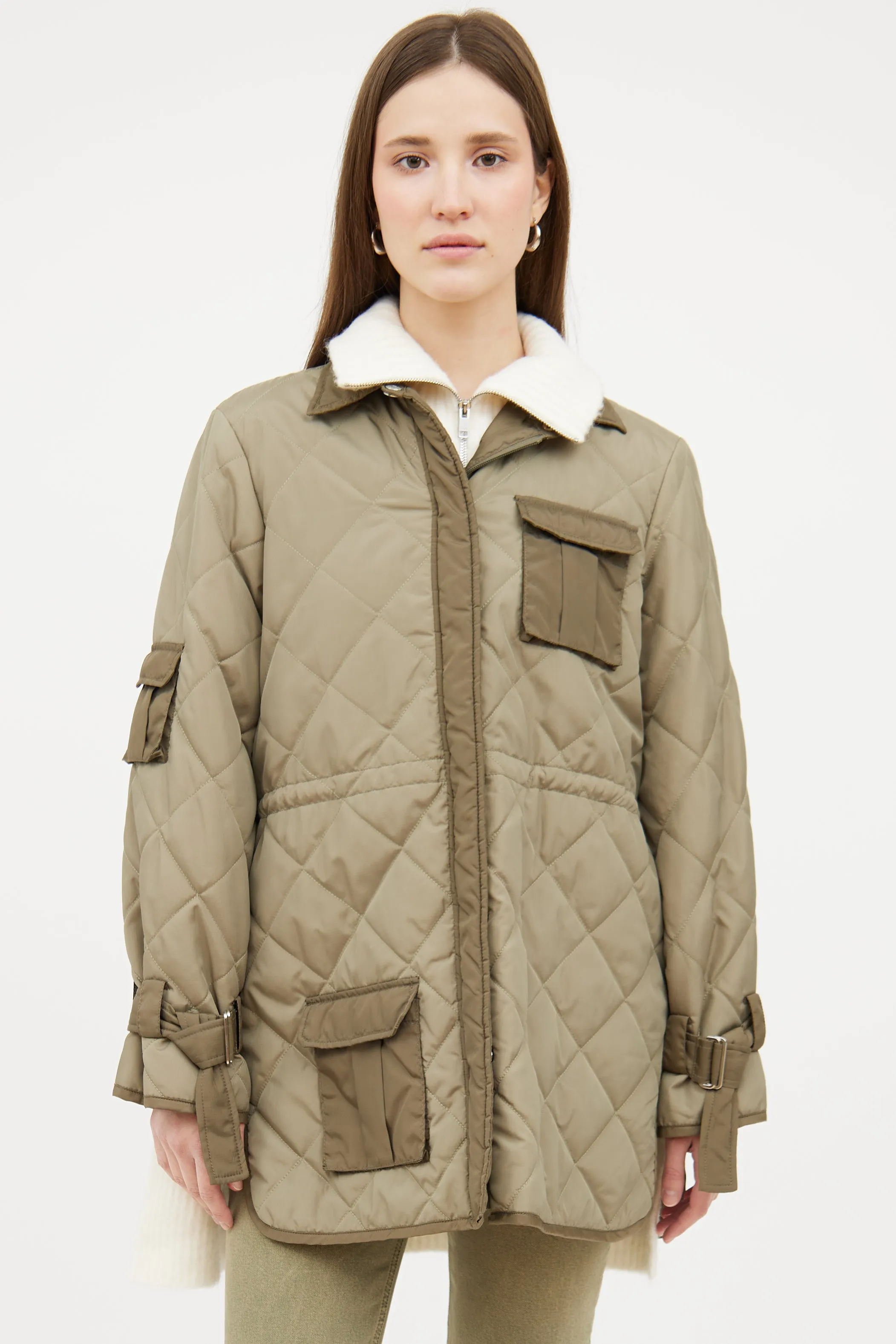 Green Nylon Quilted Jacket