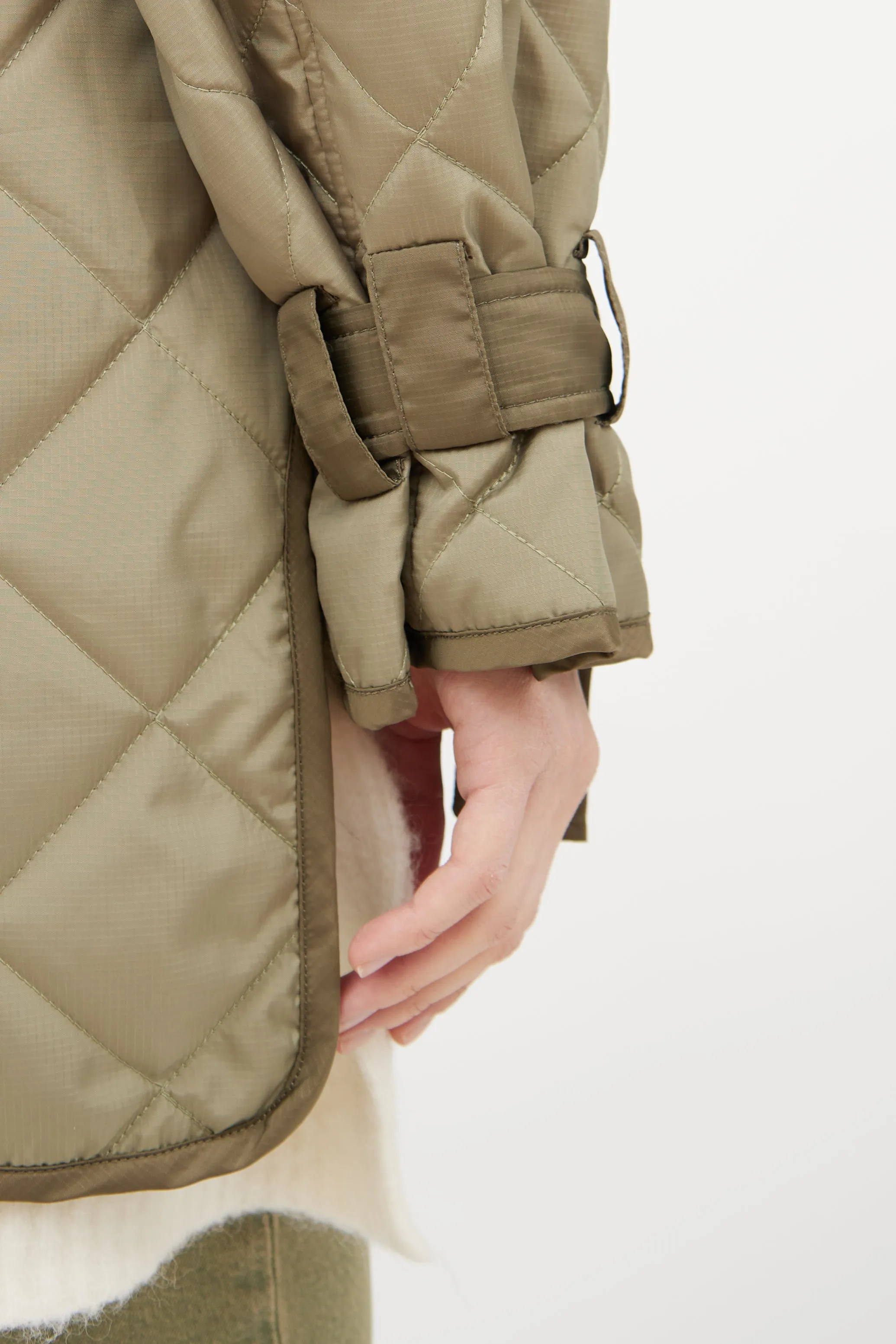 Green Nylon Quilted Jacket