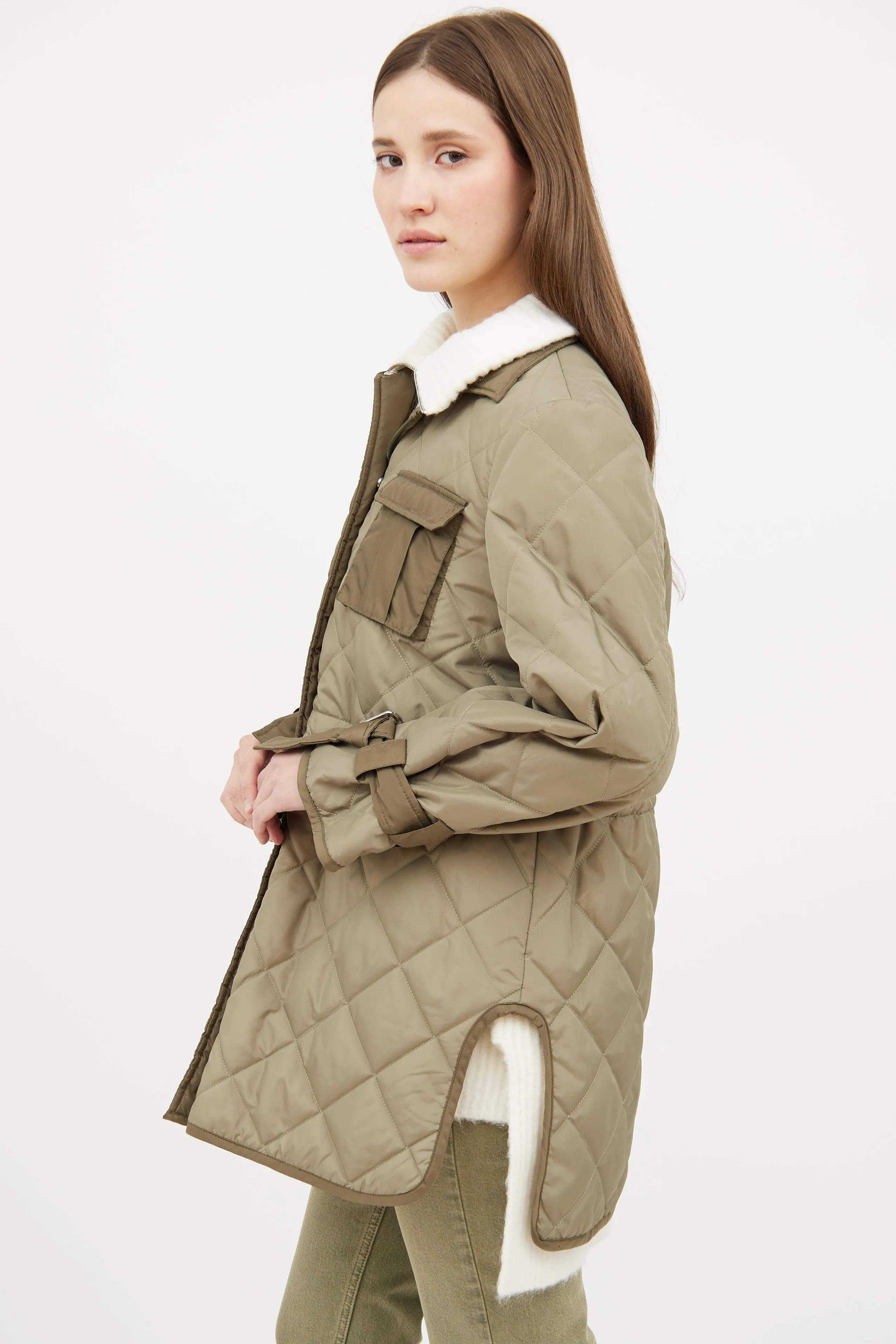 Green Nylon Quilted Jacket