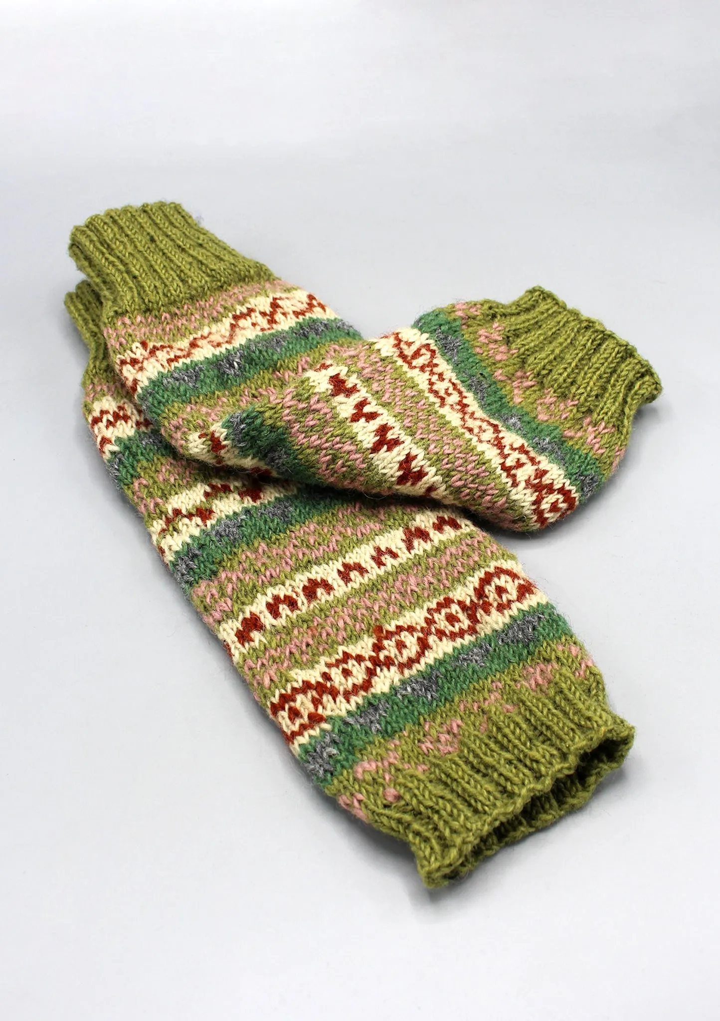 Green Woolen Knee High Legwarmers