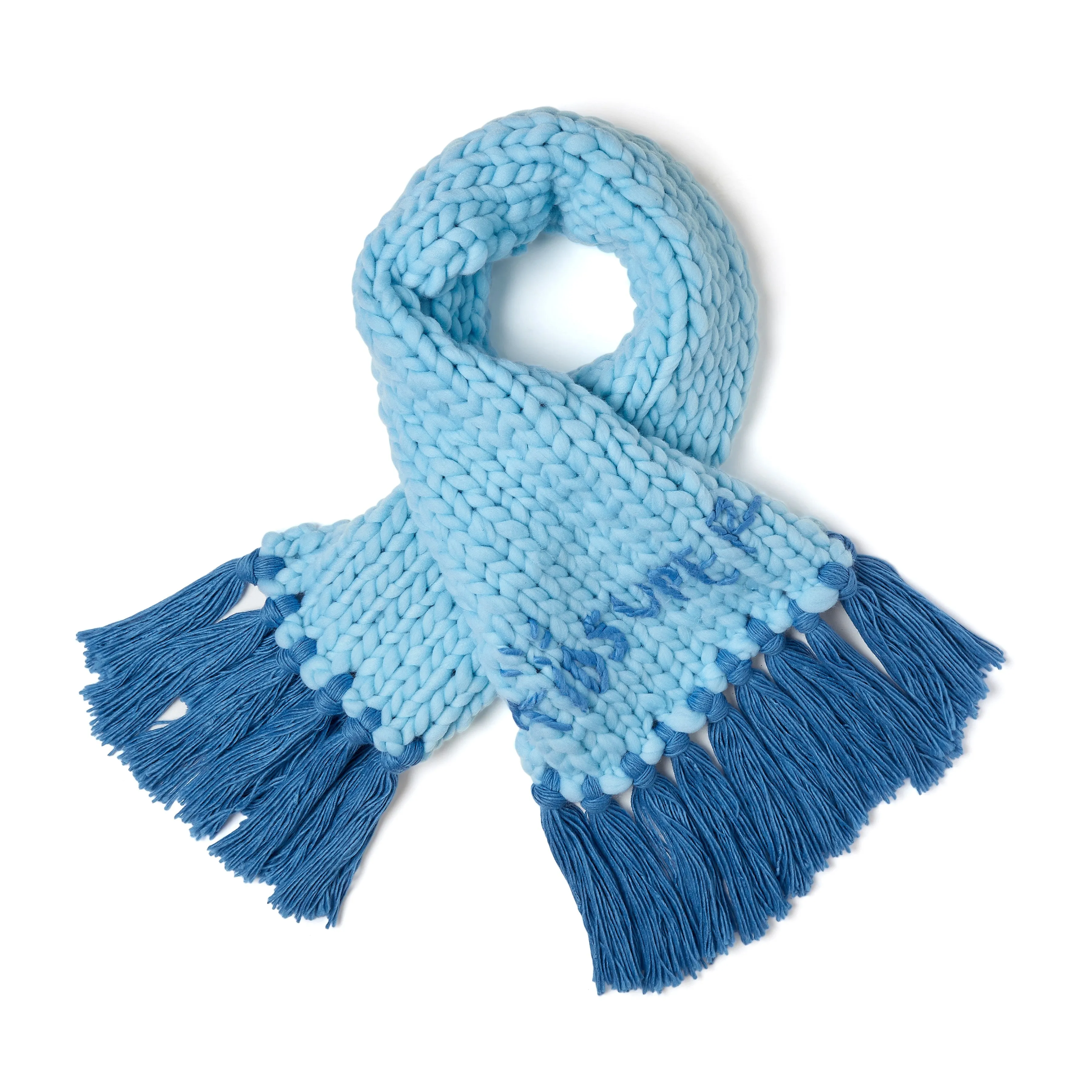 Hand Knit Chunky Scarf [Blue]