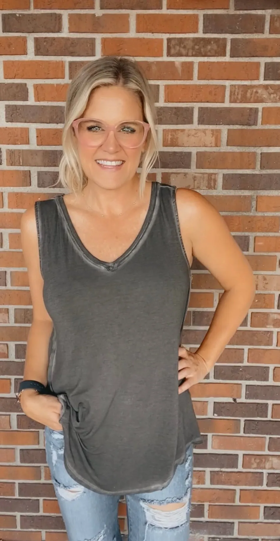 Harlow ash black tank