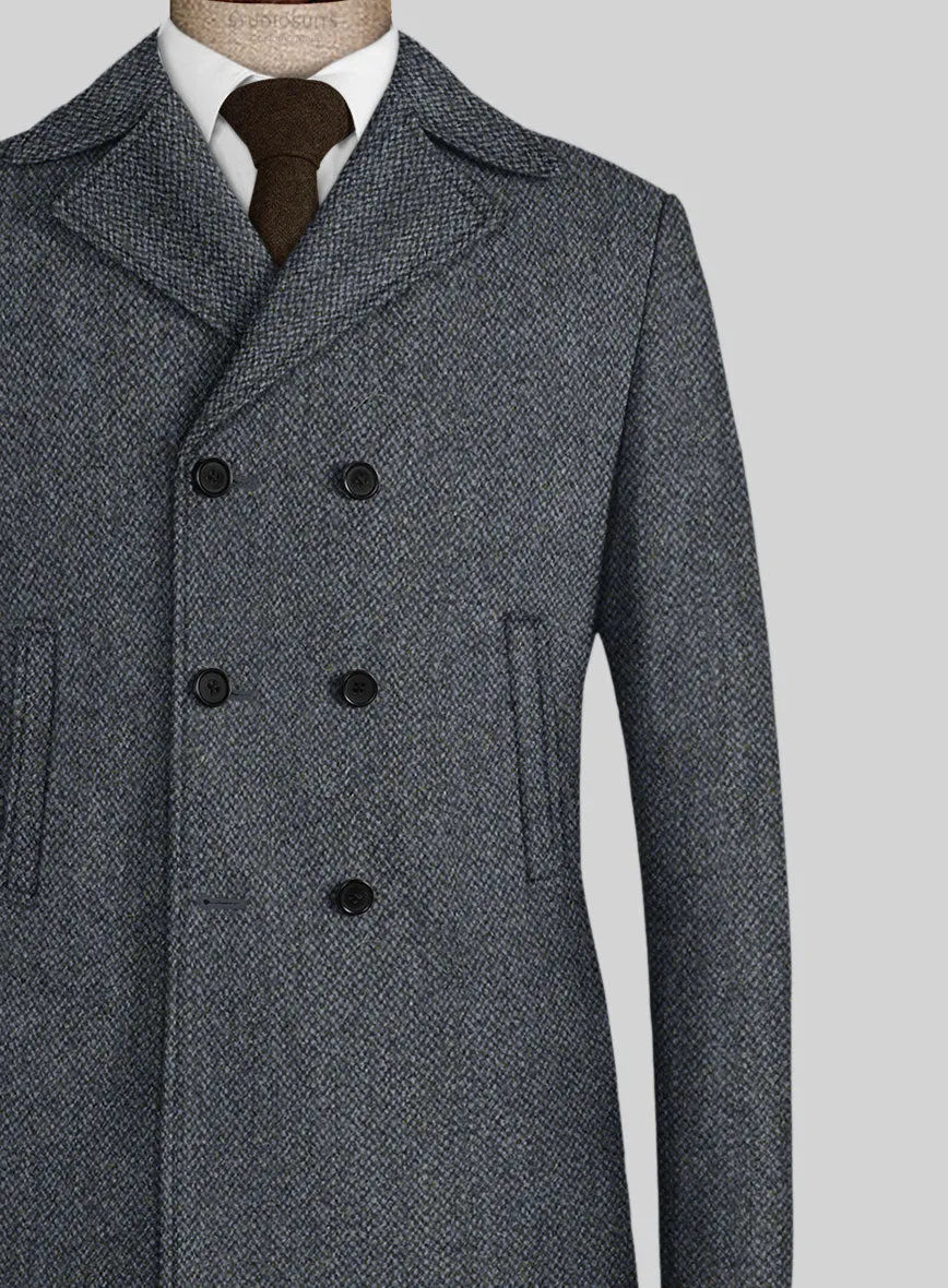 Harris Tweed Barley Blue Pea Coat