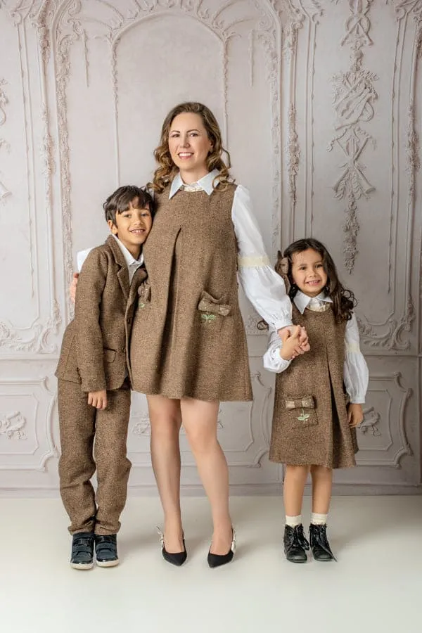 Herringbone Tweed Mom Dress