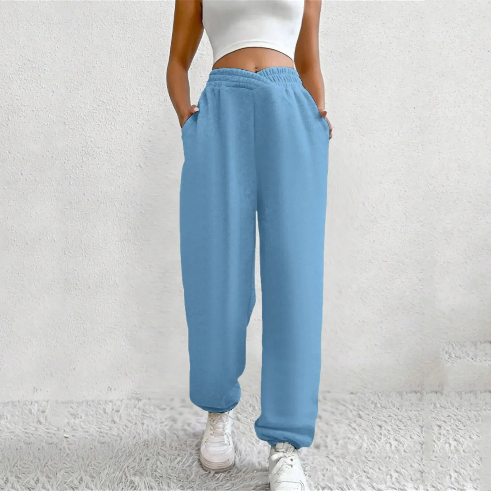 High Waist Loose Pockets Training Sports Baggy Fall Winter Pants