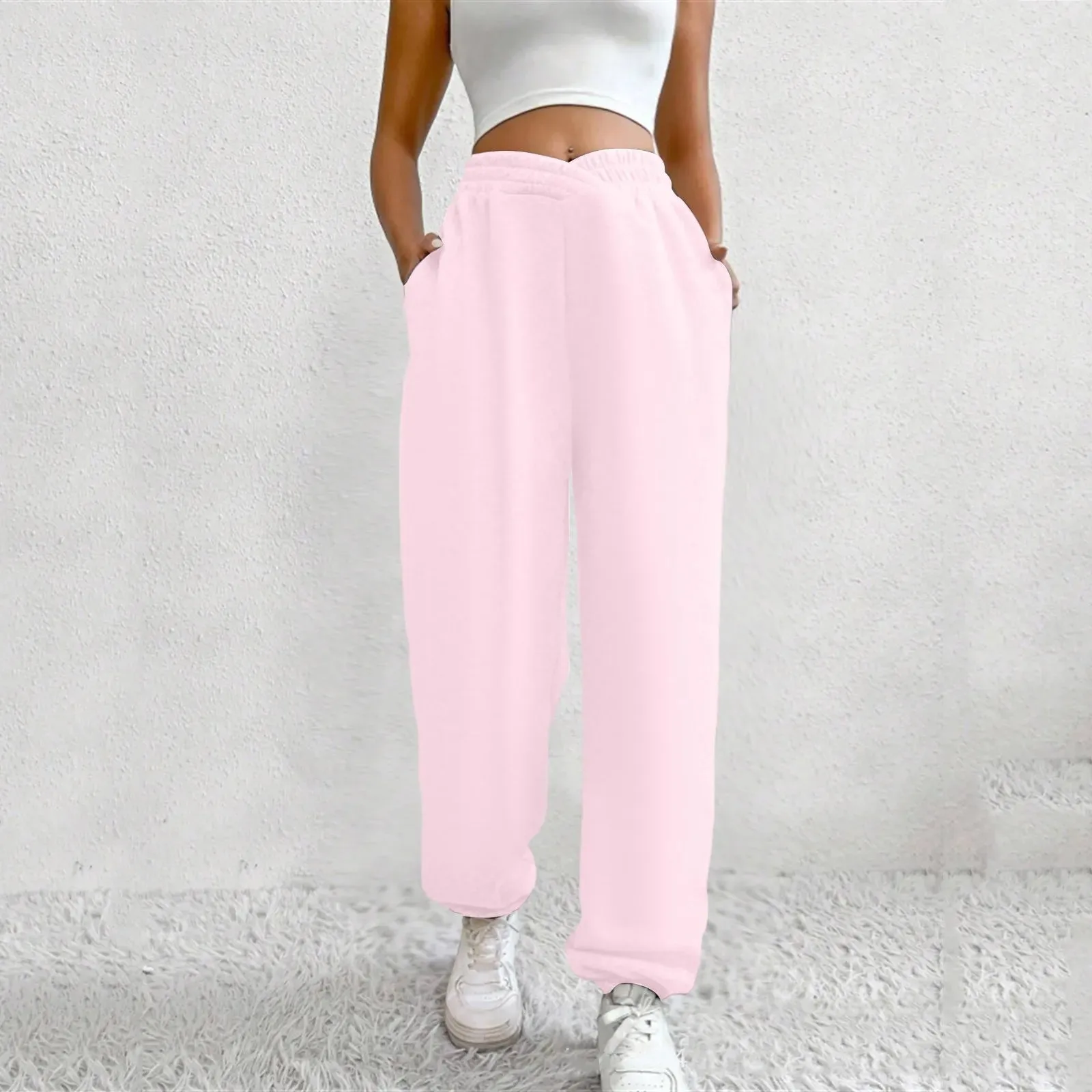 High Waist Loose Pockets Training Sports Baggy Fall Winter Pants