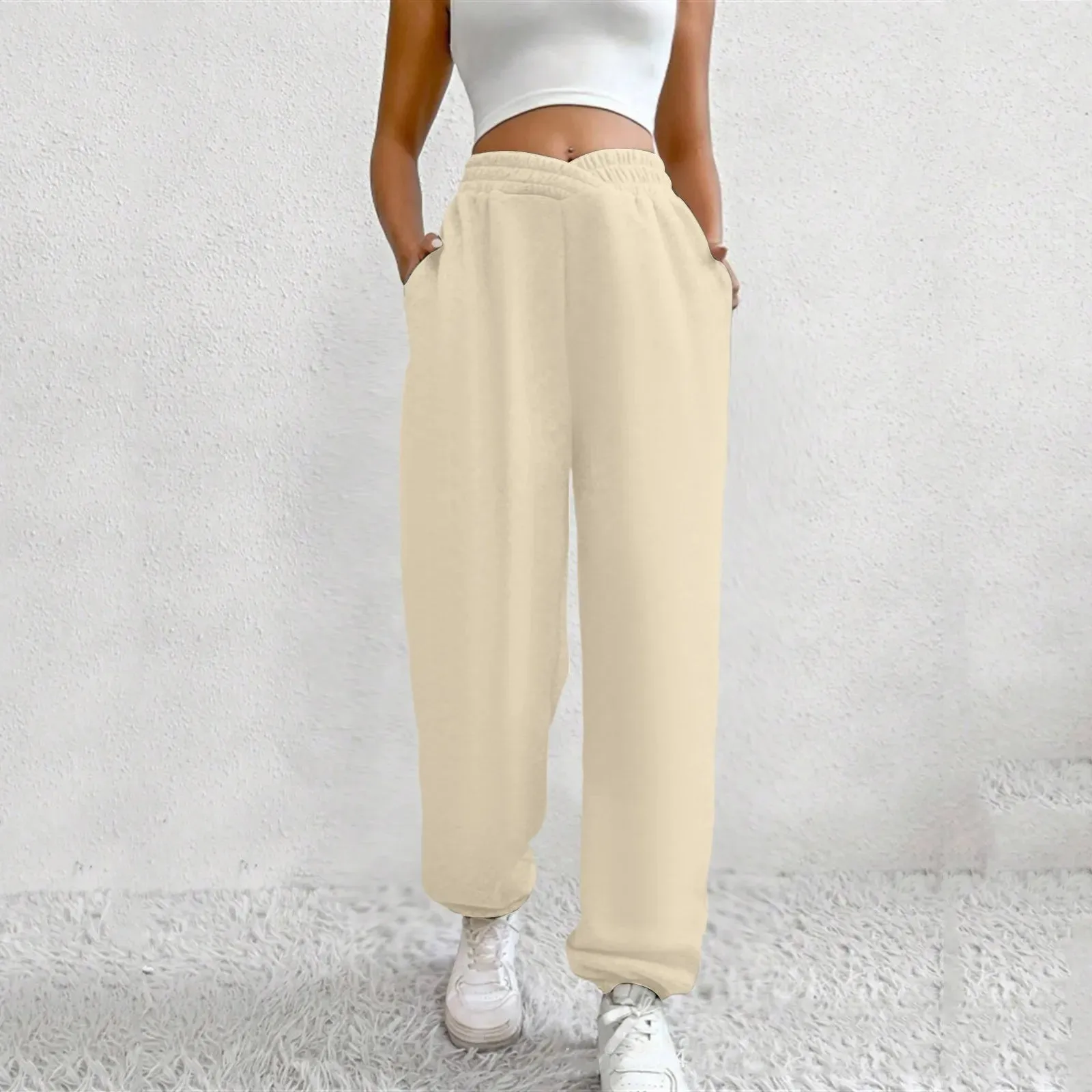 High Waist Loose Pockets Training Sports Baggy Fall Winter Pants