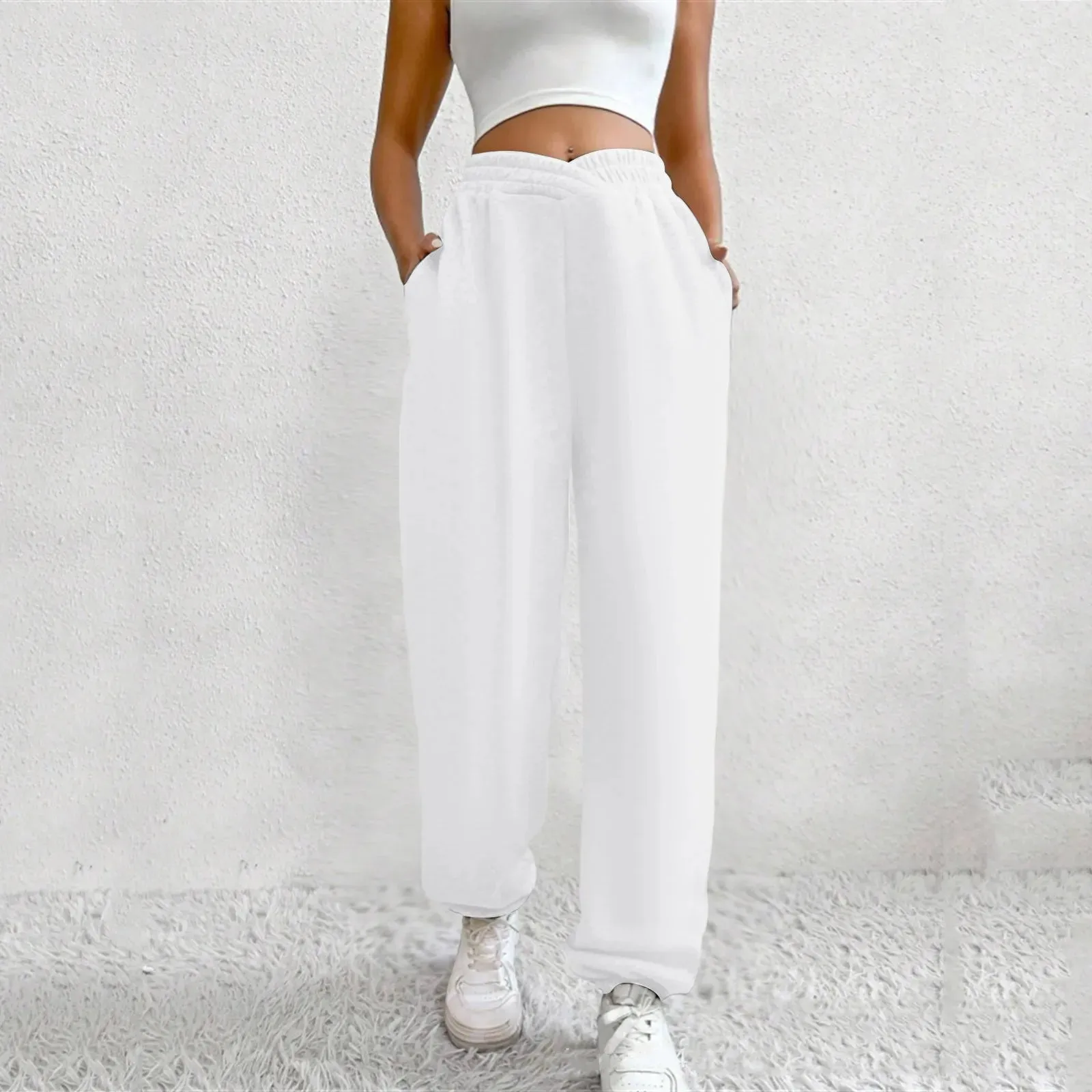 High Waist Loose Pockets Training Sports Baggy Fall Winter Pants