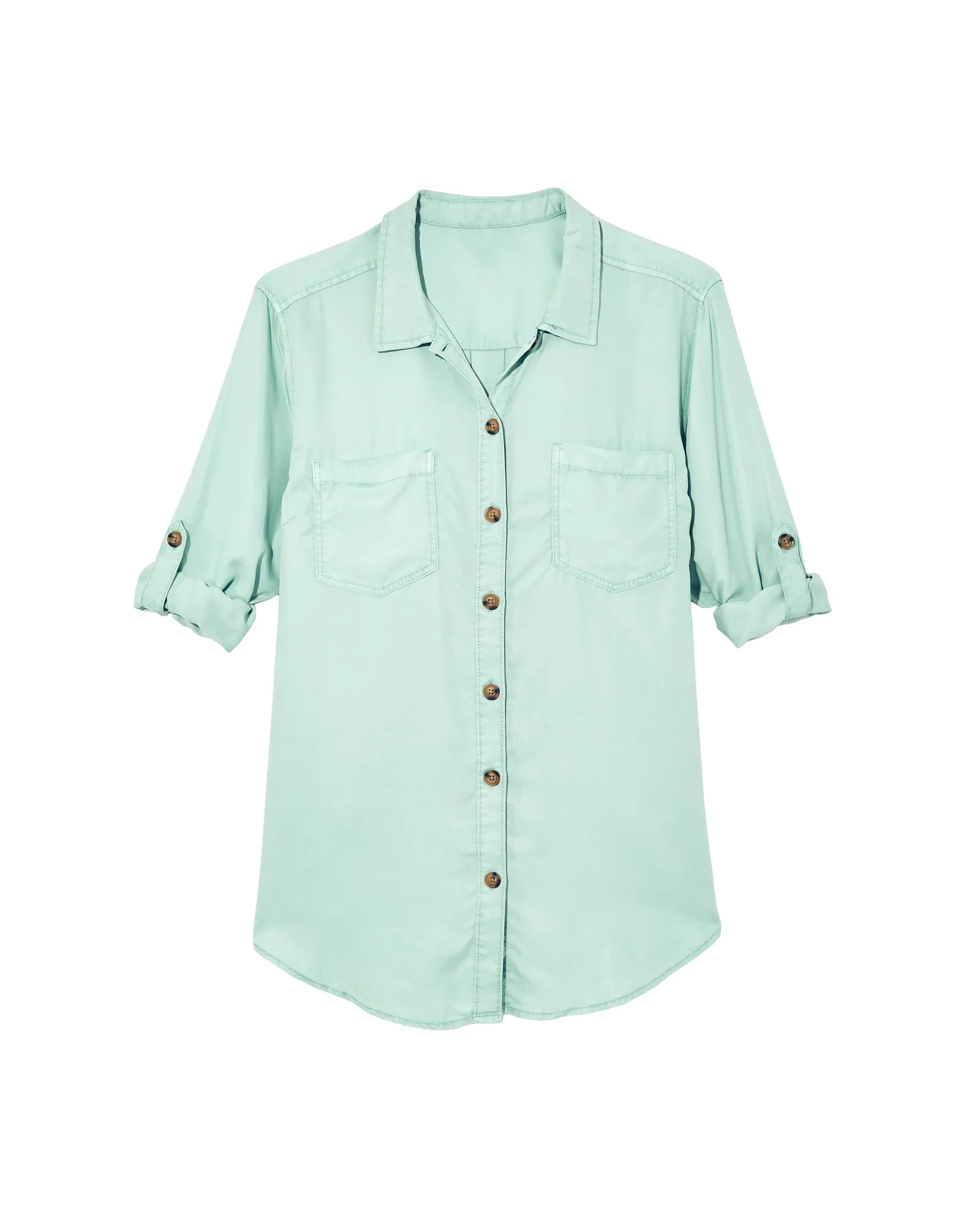 Hilary Button Down Tunic Top | Light Blue