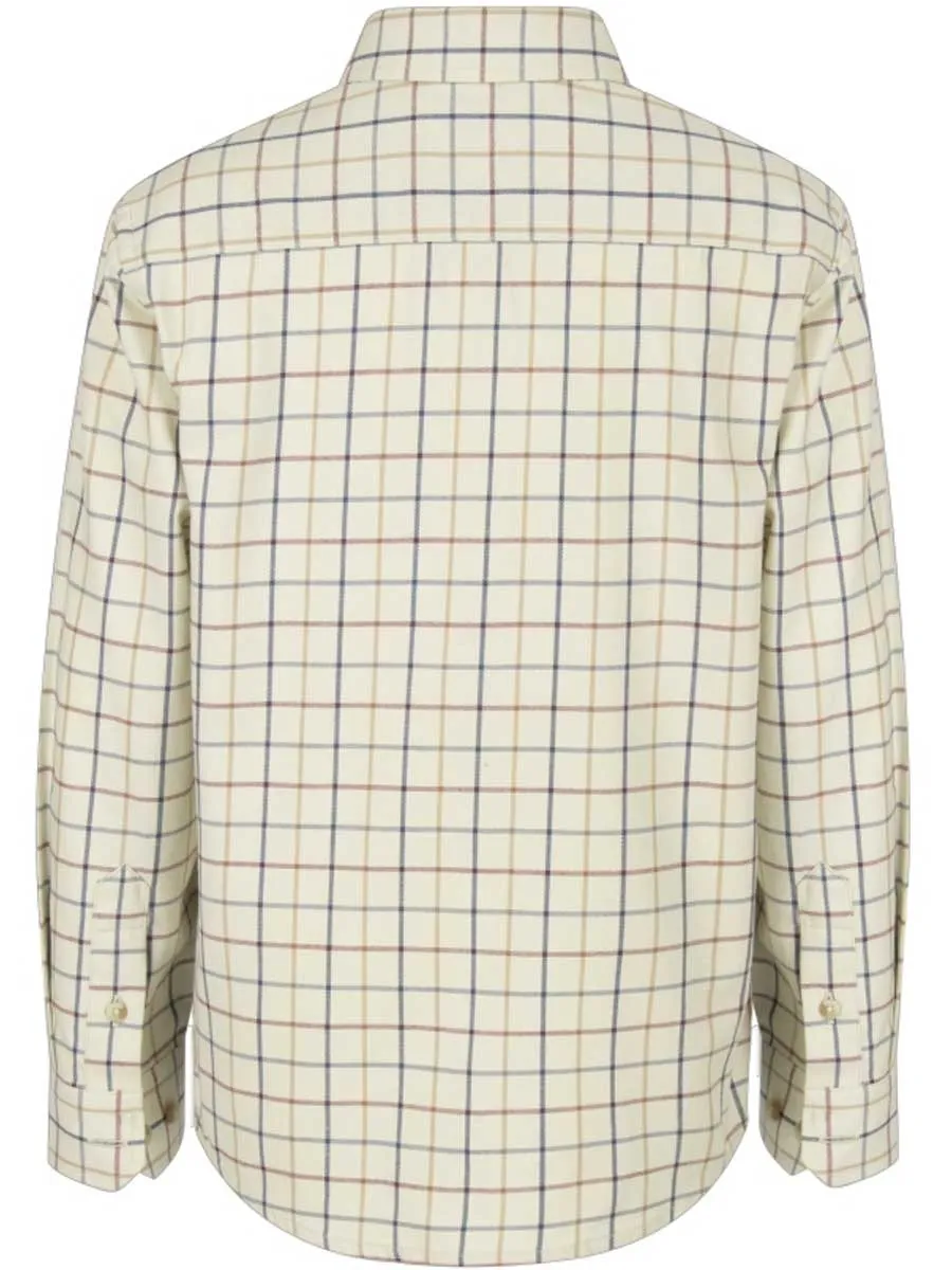 HOGGS OF FIFE Ambassador Junior Tattersall Shirt - Ivory/Navy Check