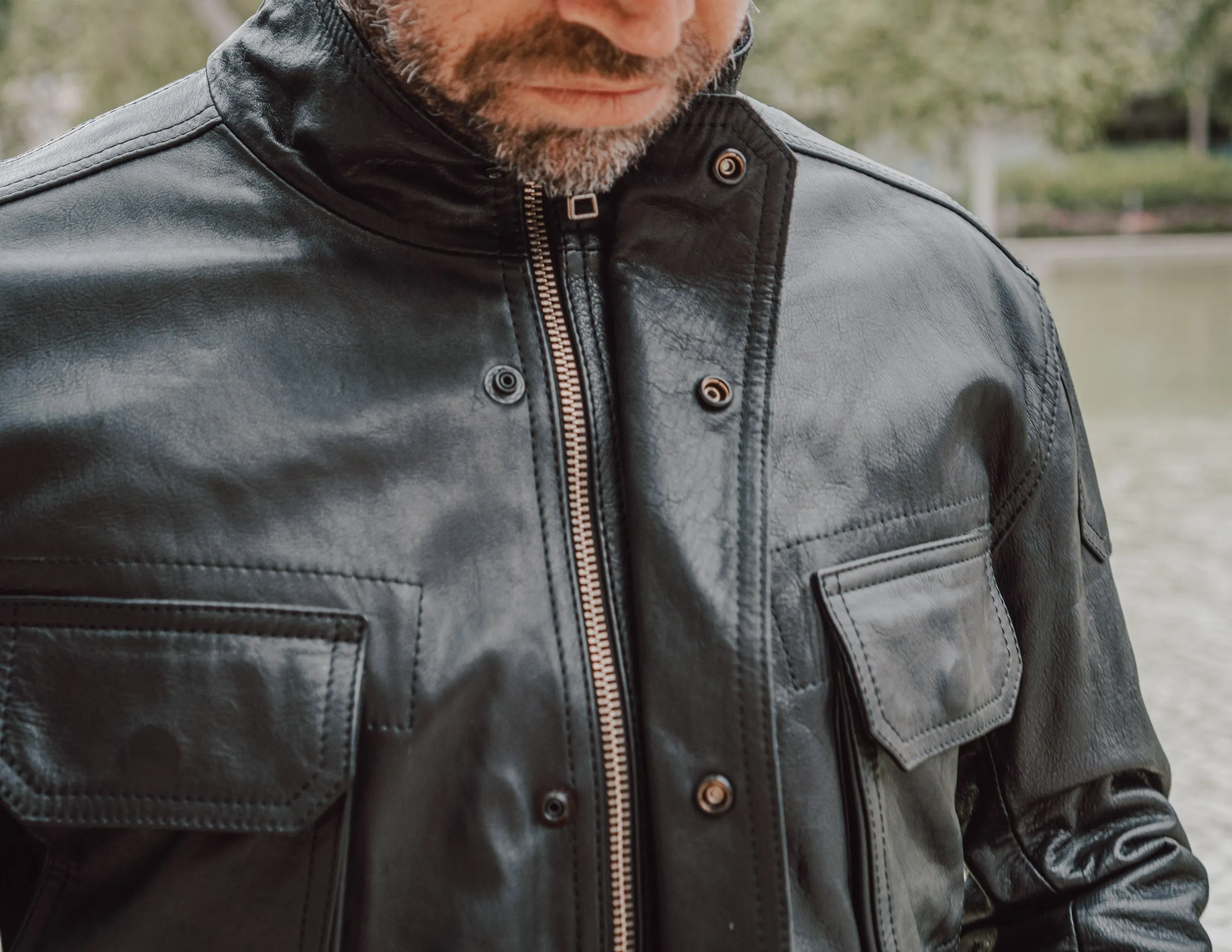 Hunter Black Leather Jacket for Men