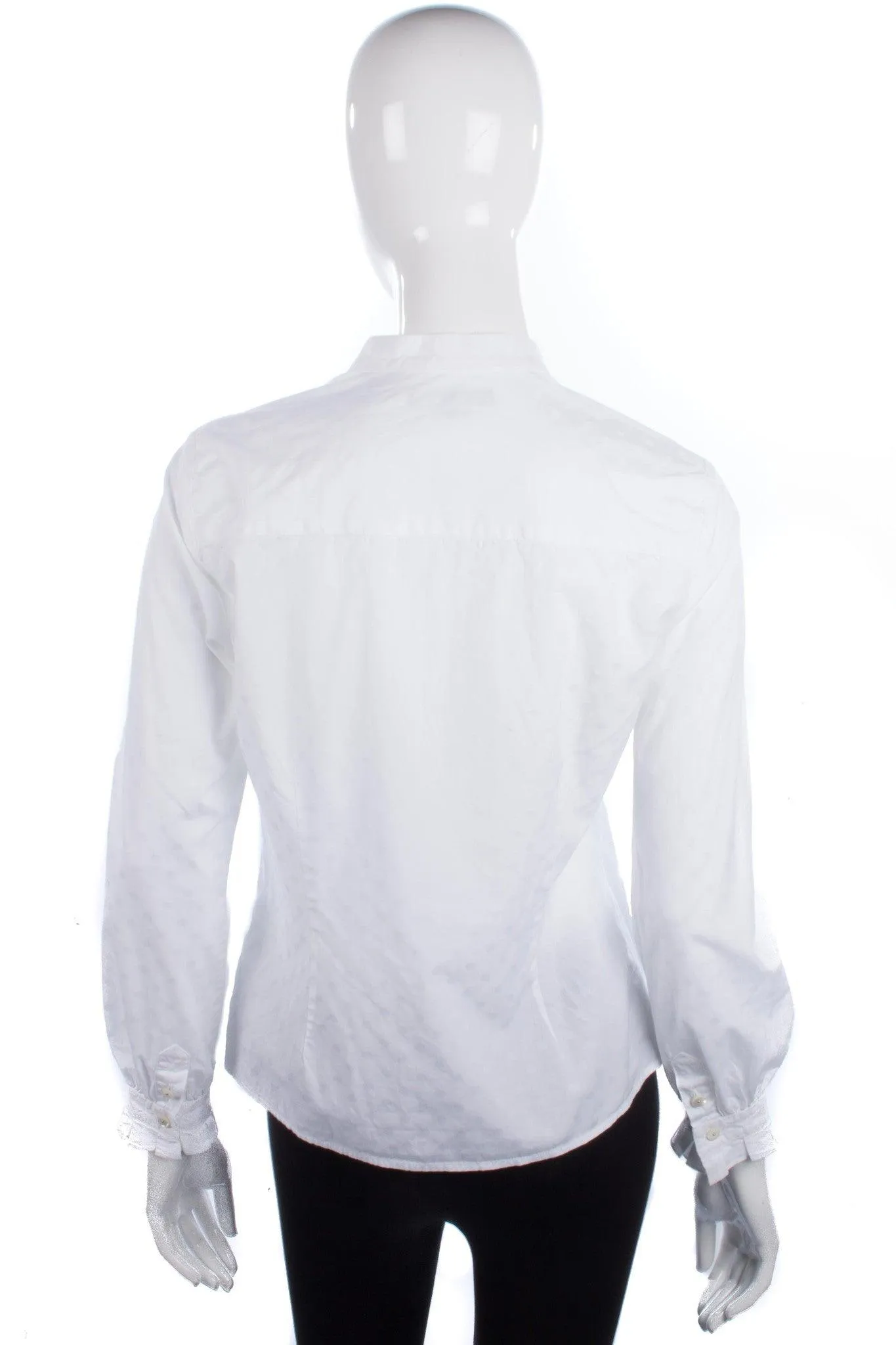 Jaeger Shirt White Cotton with Ruffle Detail Size 10