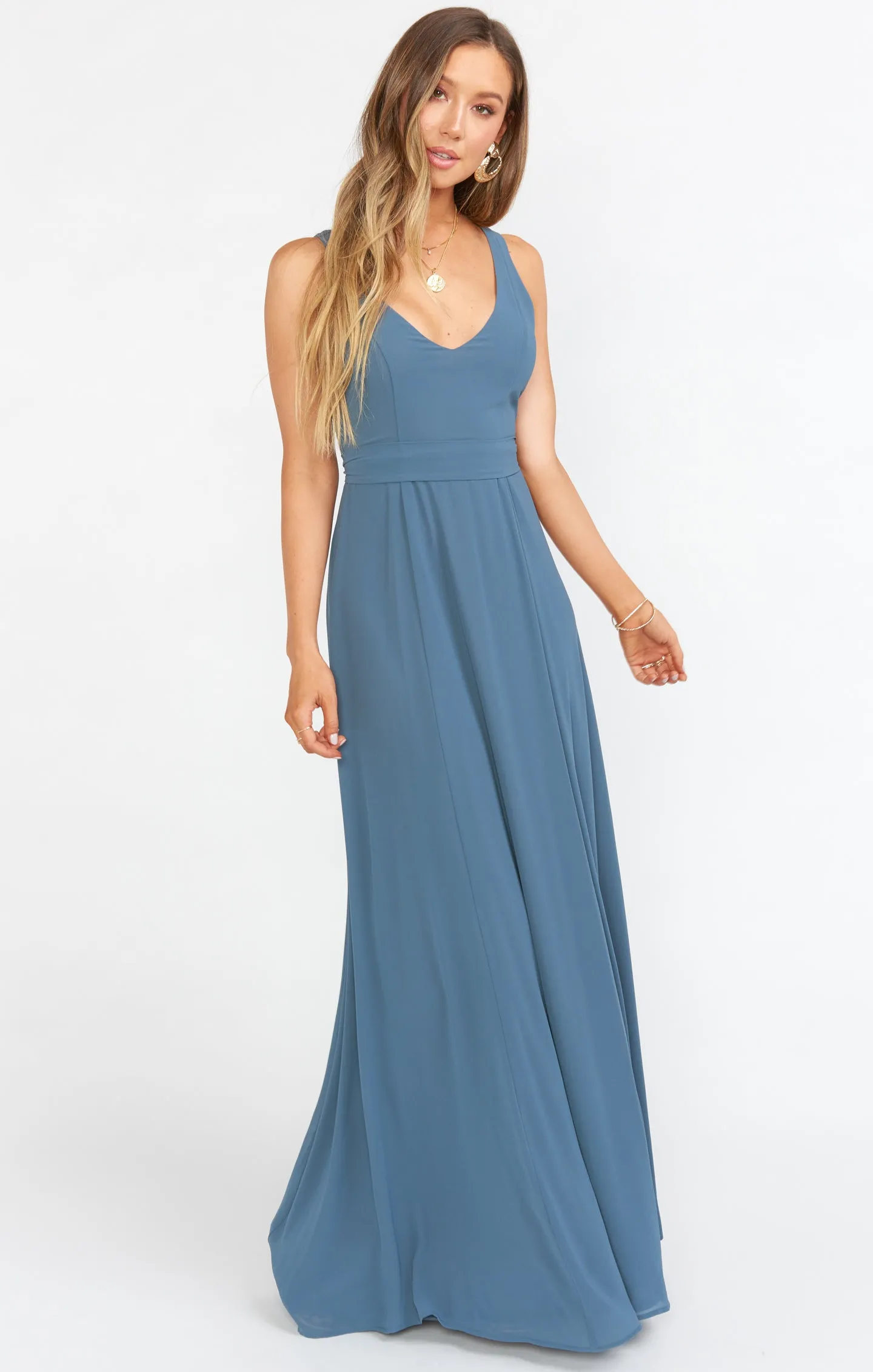 Jenn Maxi Dress ~ Slate Blue Chiffon