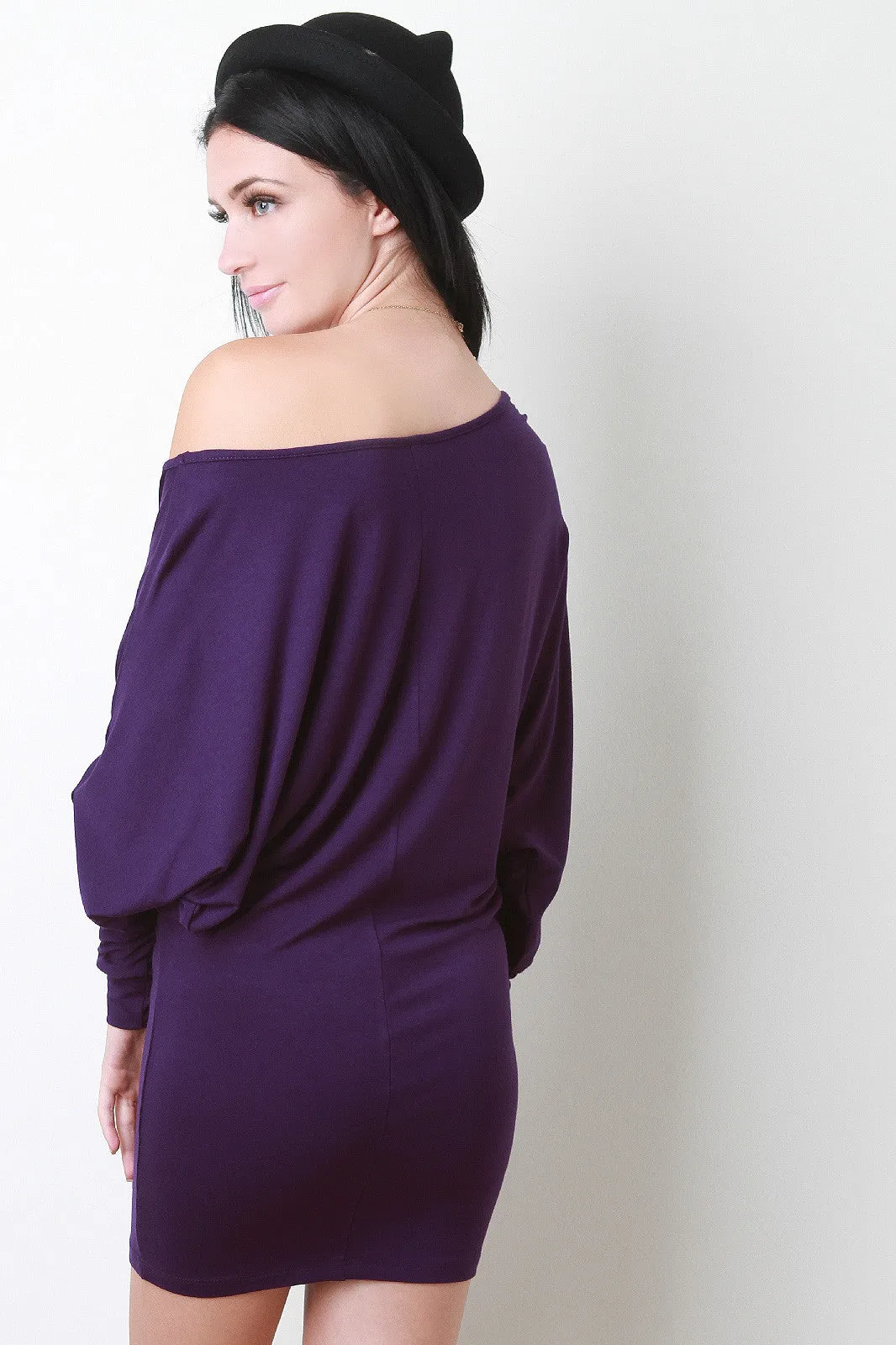 Jersey Knit Dolman Sleeve Mini Dress