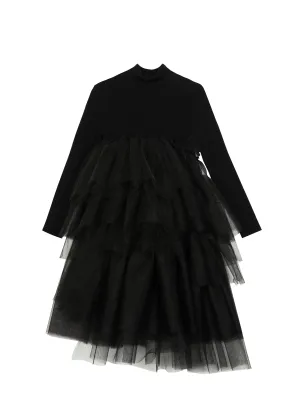 JNBY BLACK KNIT/TULLE BOTTOM DRESS