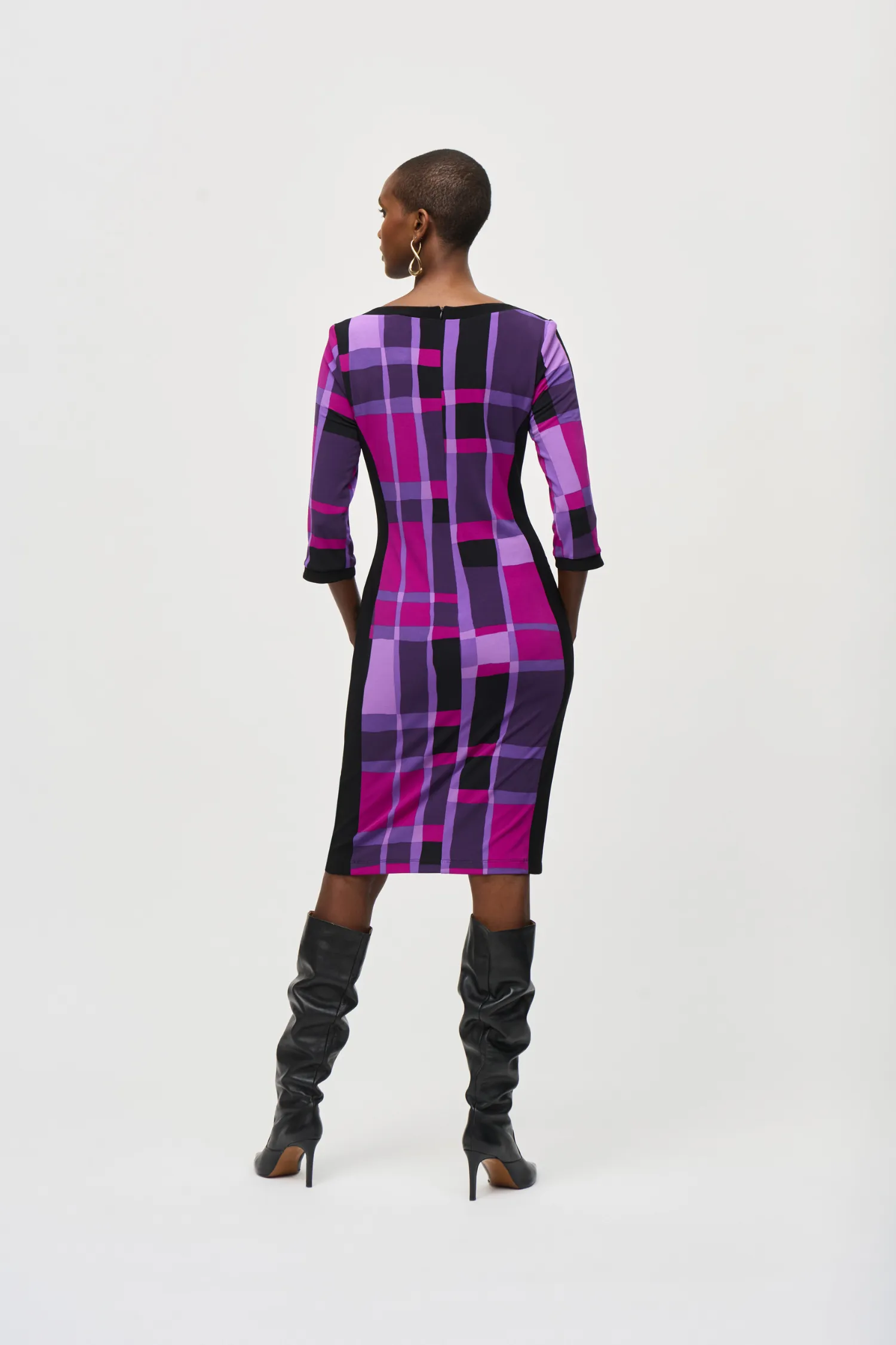 Joseph Ribkoff Silky Knit Plaid Sheath Dress - Style 243301