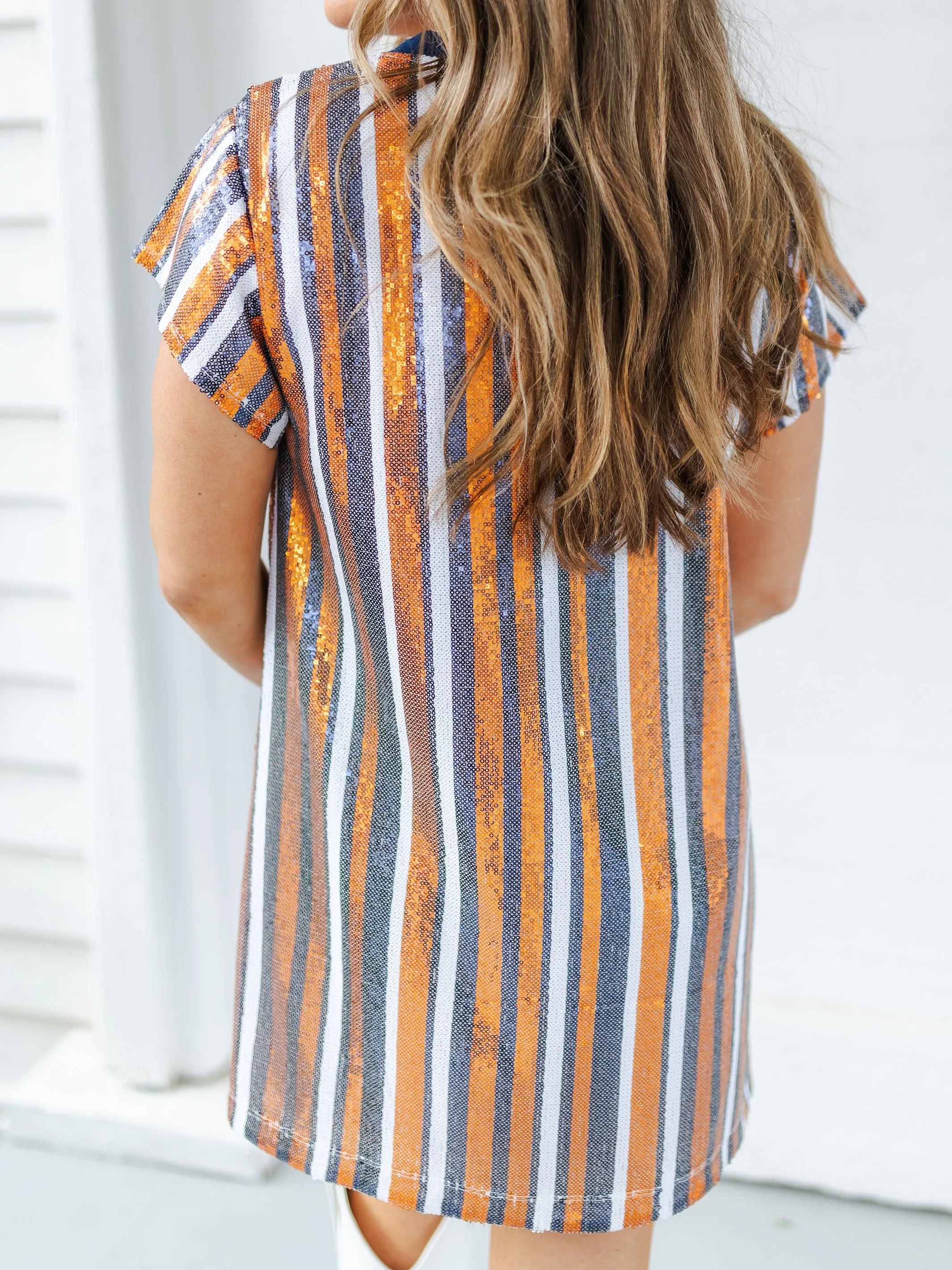 Julia Dress | Navy   Orange