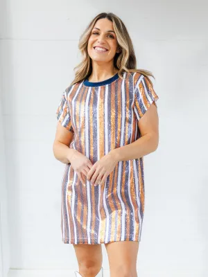 Julia Dress | Navy   Orange