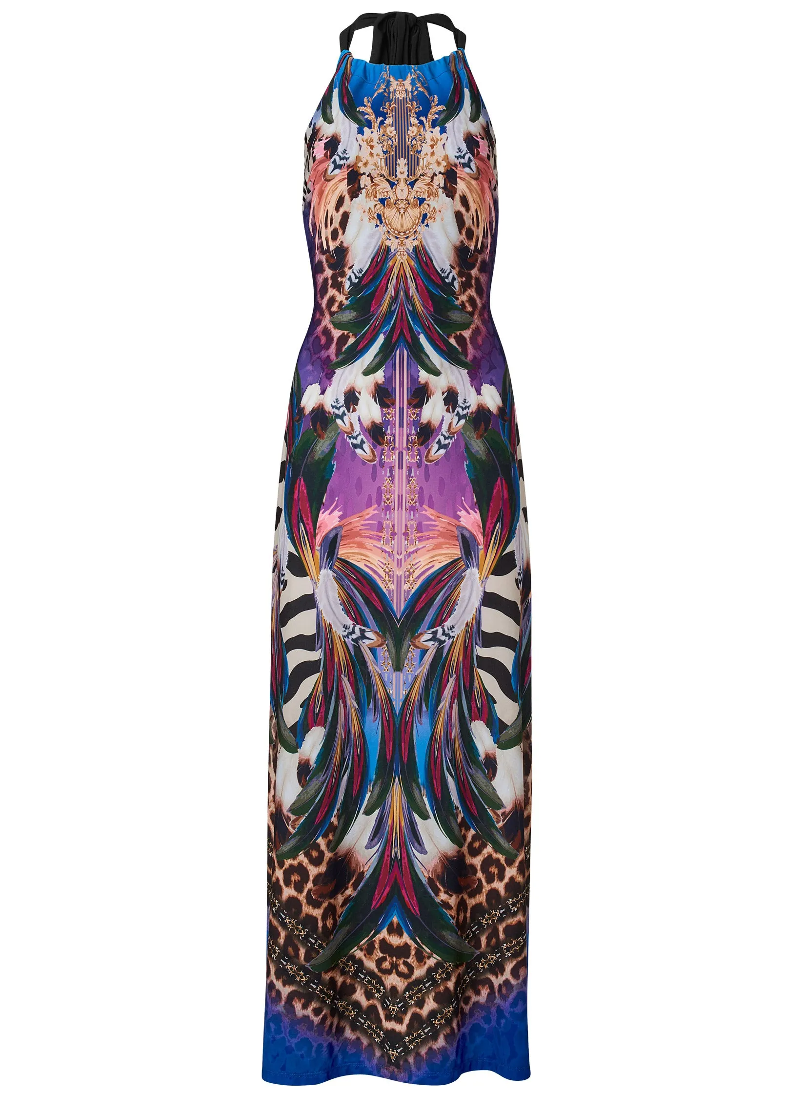 Jungle Party Halter Dress  - Purple Multi