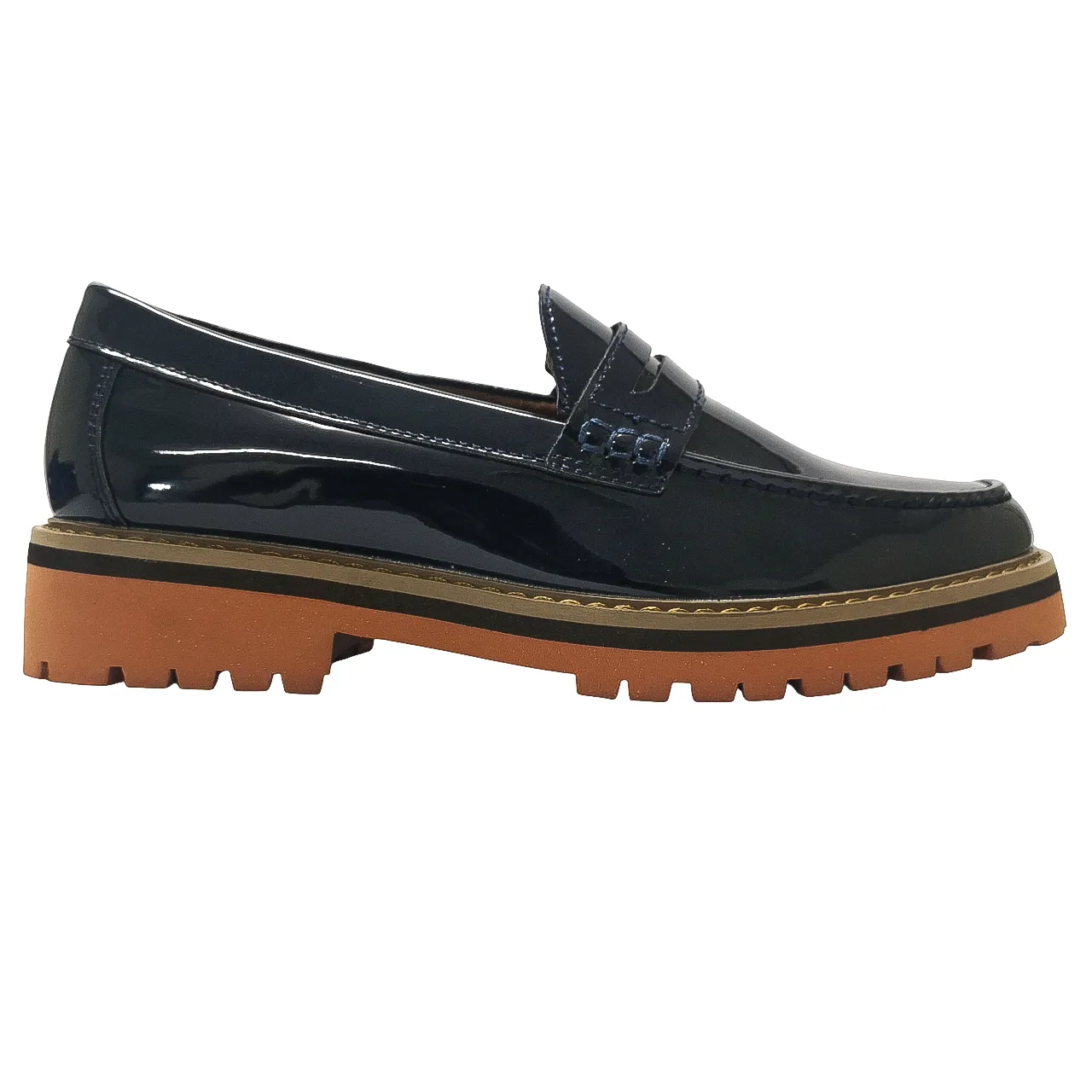 K7 Patent Leather Navy Moccasin