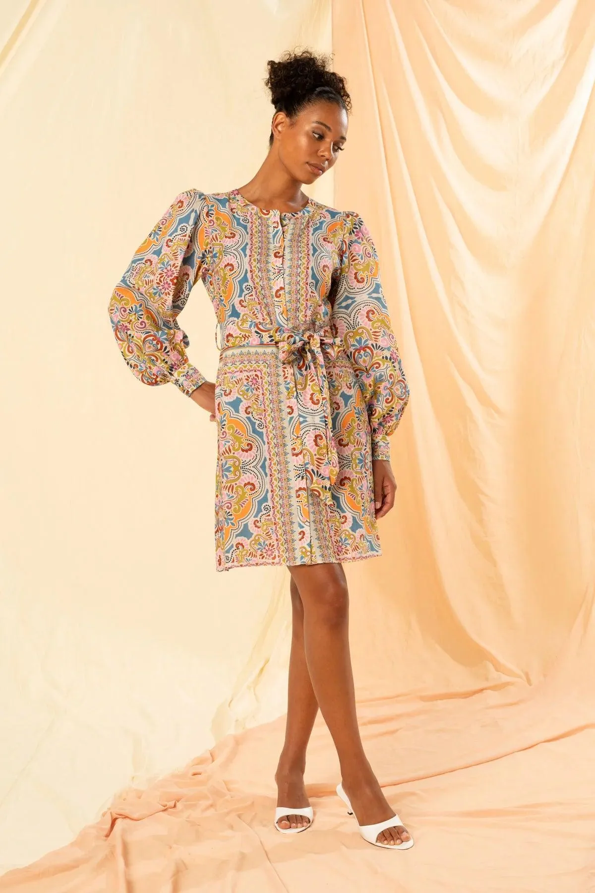 Kachel Ottavia Mini Shirt Dress in Fortuna