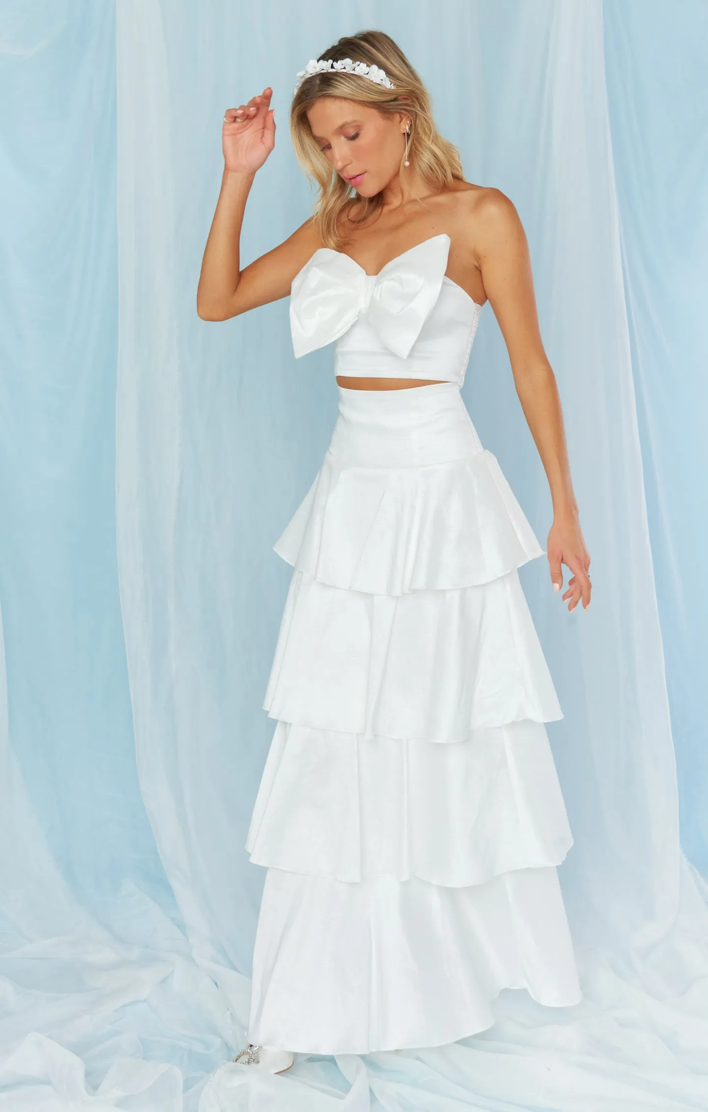 Katrina Swing Skirt ~ White Taffeta