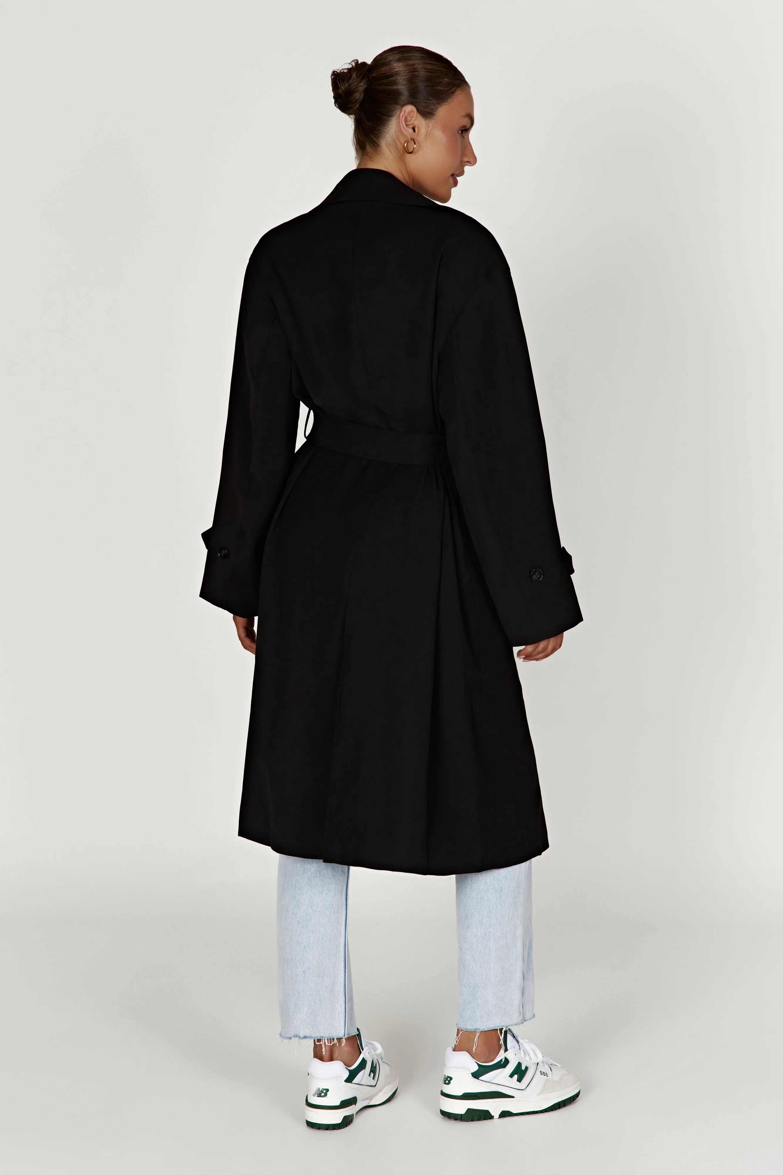 Keily Super Oversized Trench Coat - Black