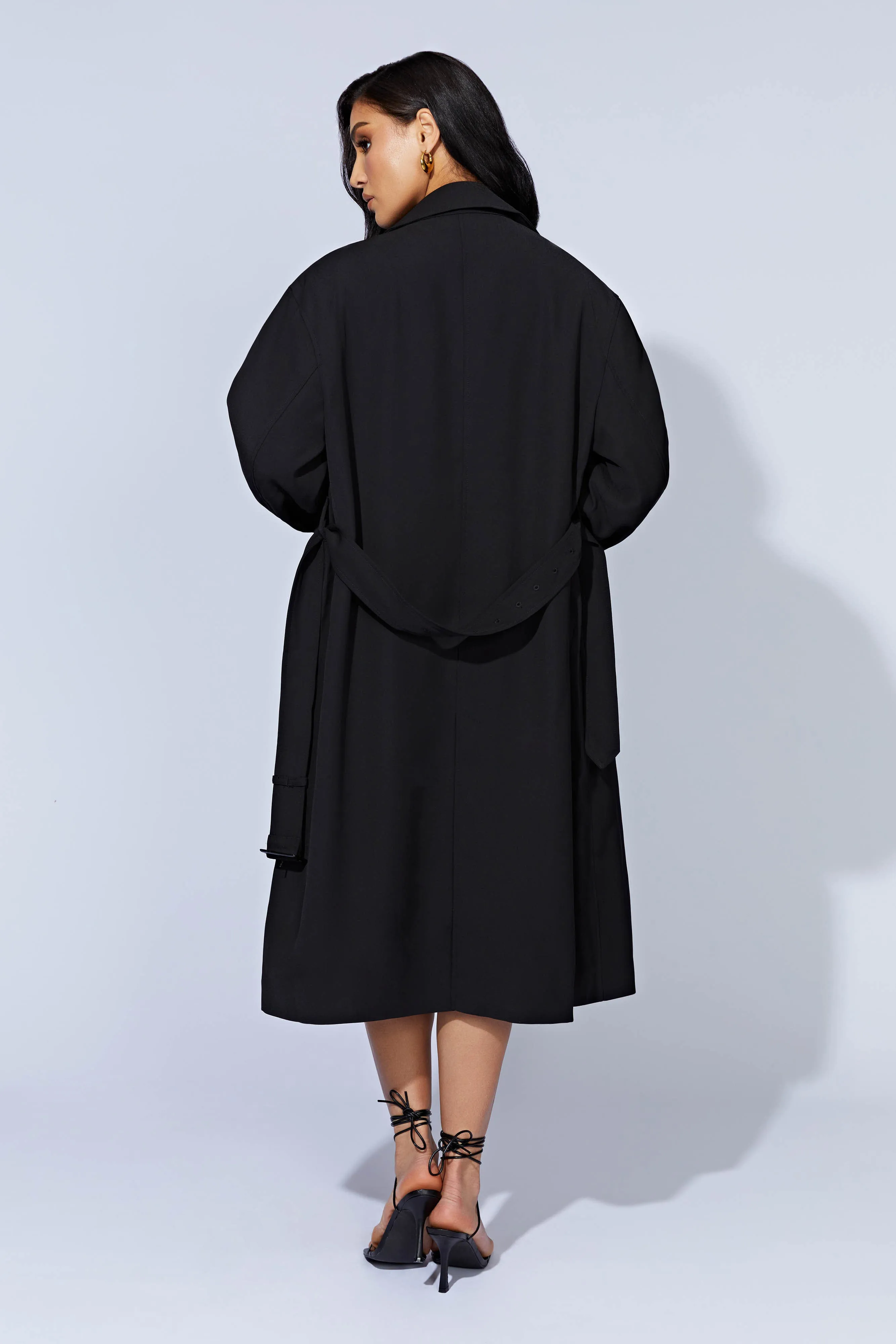 Keily Super Oversized Trench Coat - Black