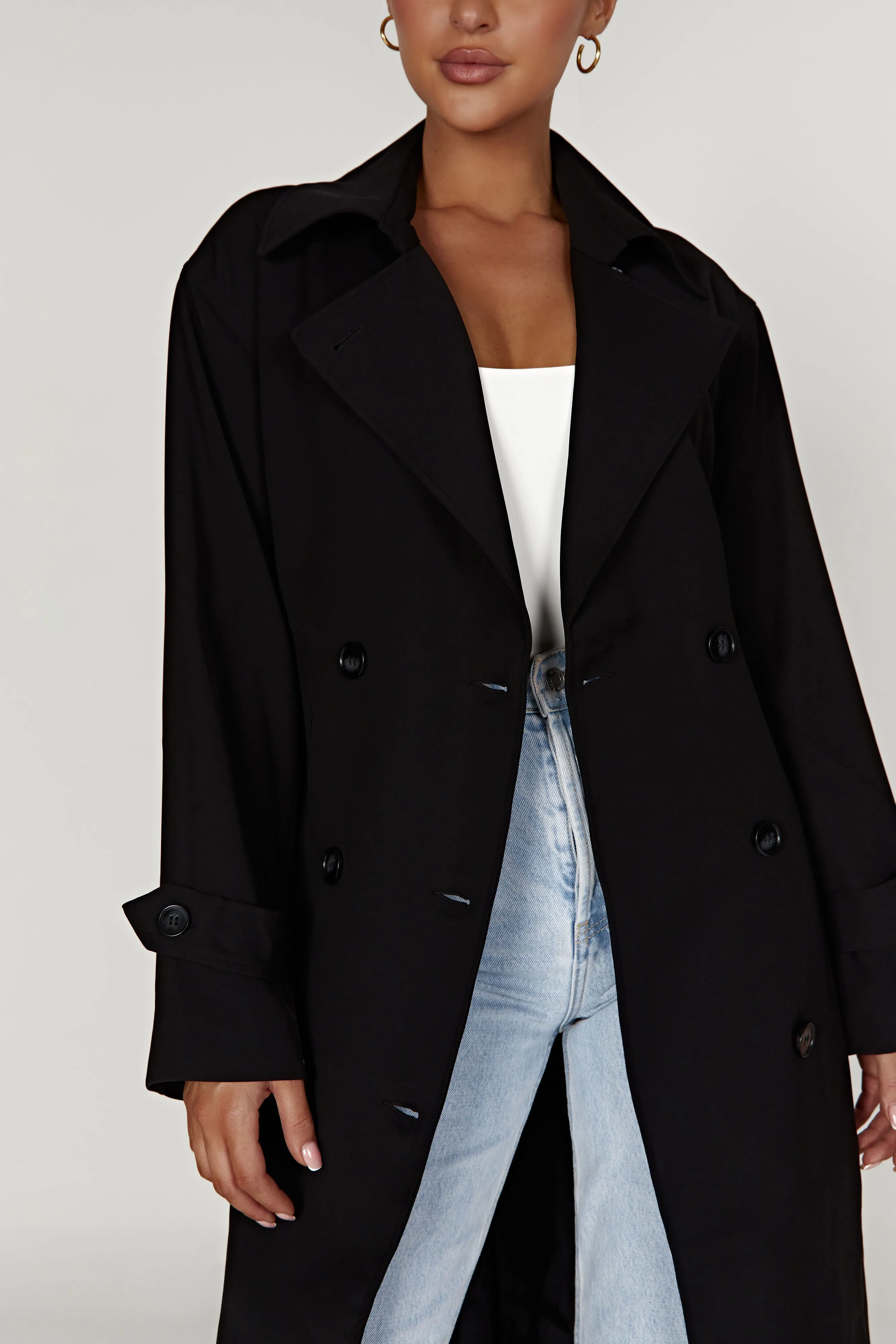 Keily Super Oversized Trench Coat - Black