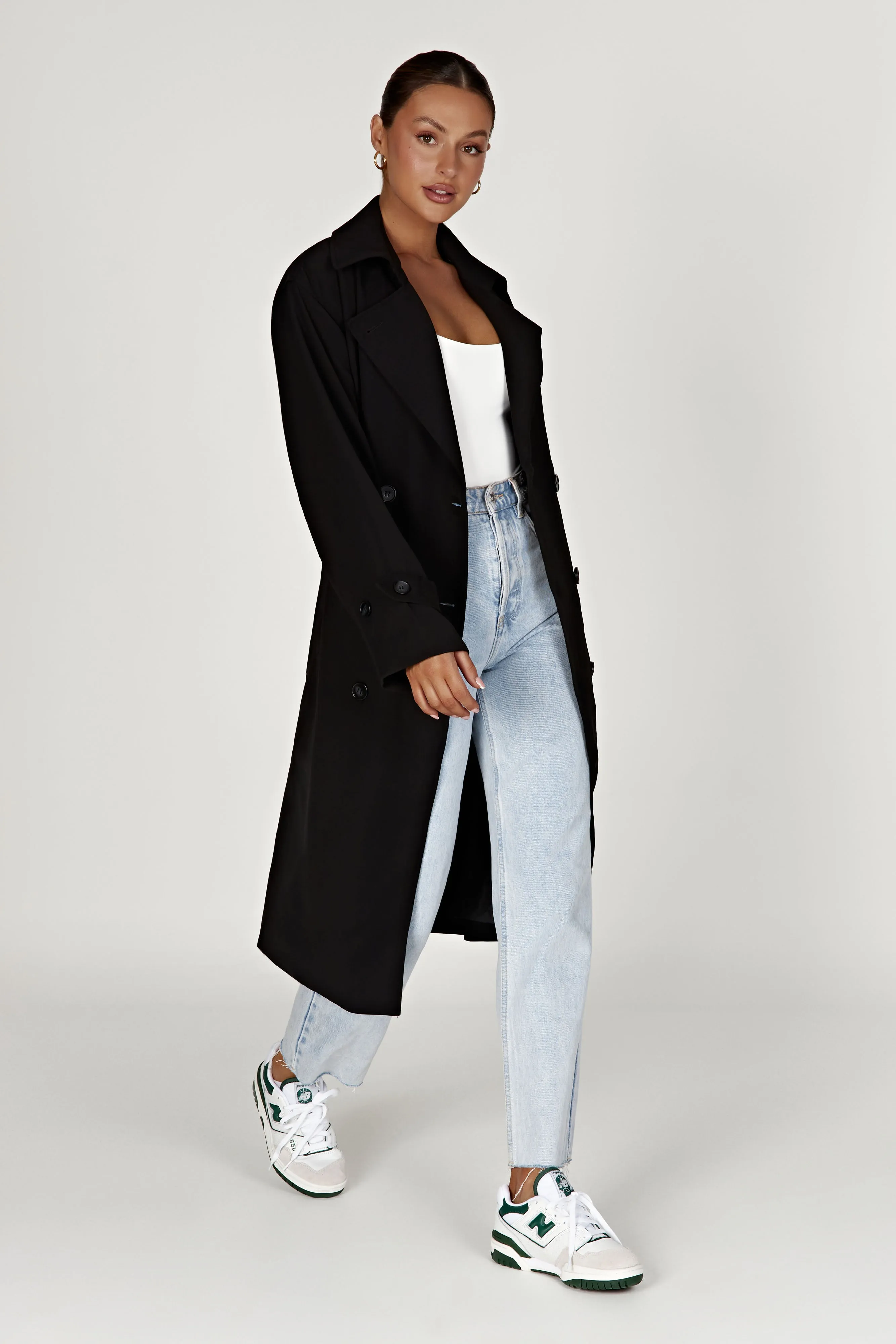 Keily Super Oversized Trench Coat - Black